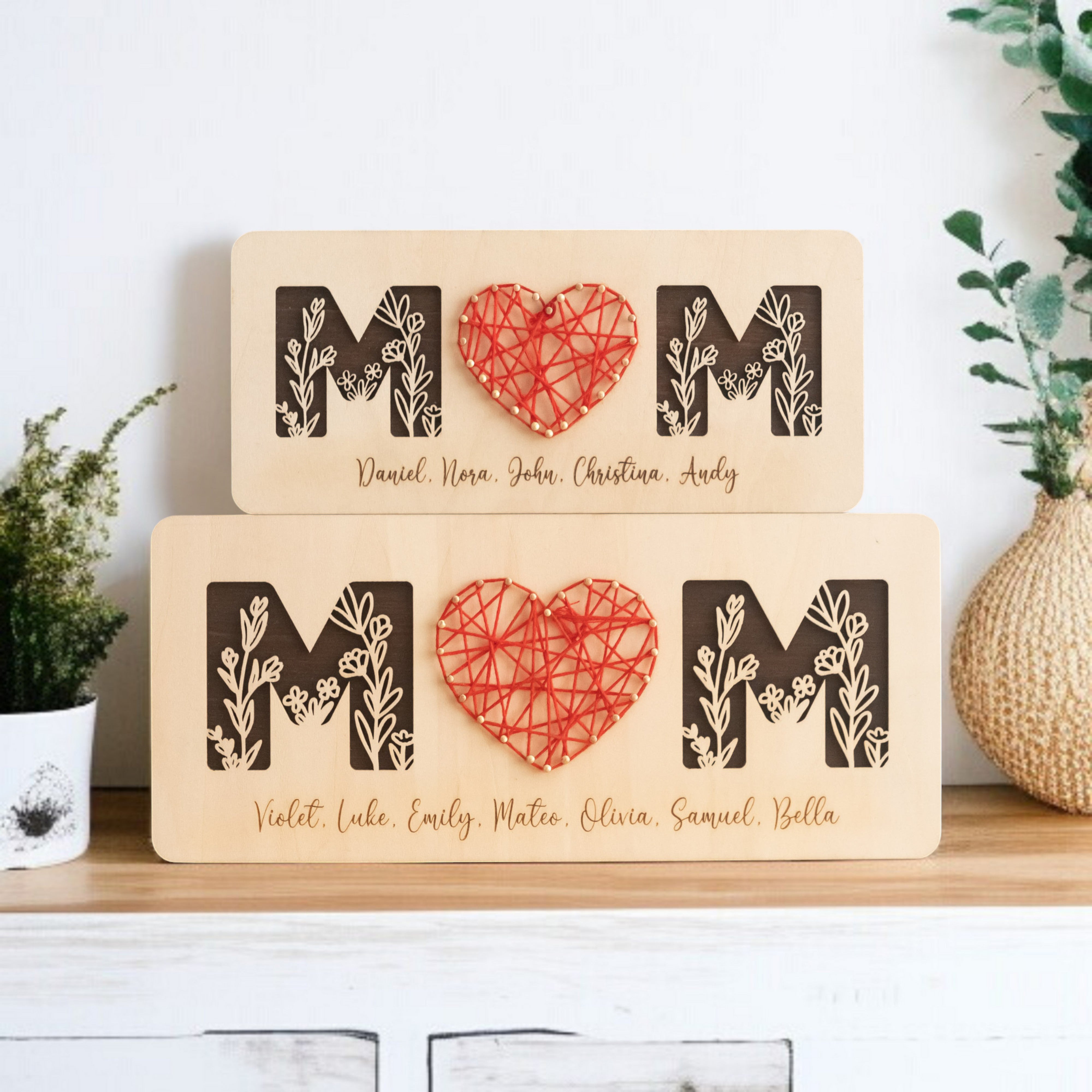 Personalized String Heart Family Wood custom mothers day gifts and wooden decor Y51