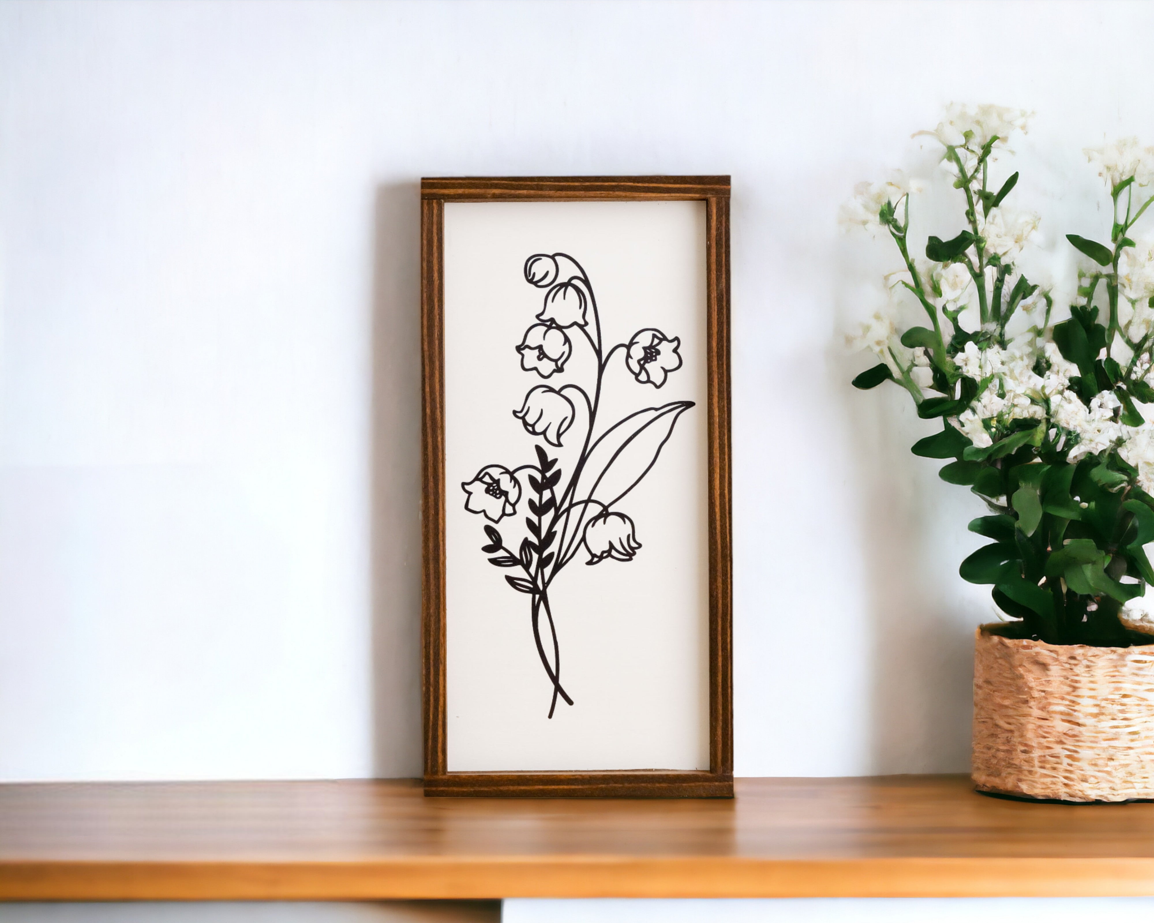 Wildflower Botanical Floral Wood Wall Hanging for Floral Wall Art and Botanical Wood Decor R26