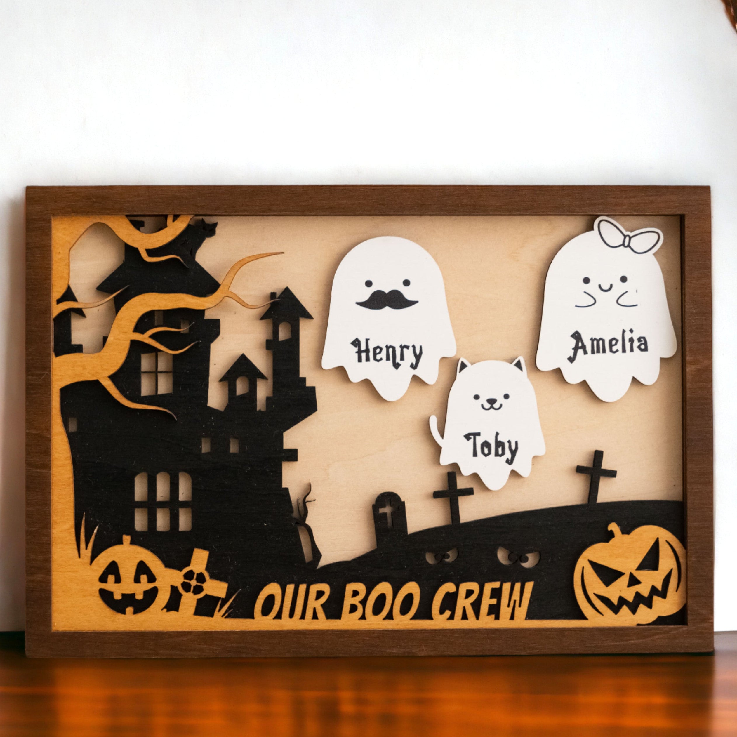 Personalized Wooden Halloween Decor for Table Party R31