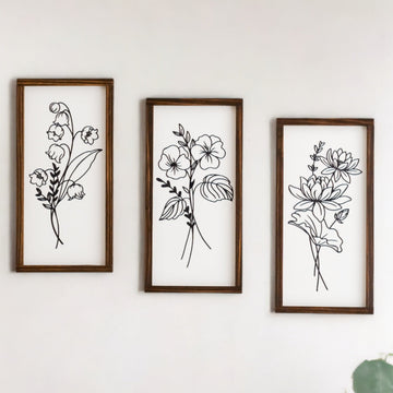 Elevate Your Space with our Trio of Floral Wood Signs for Boho and Contemporary Wall Décor