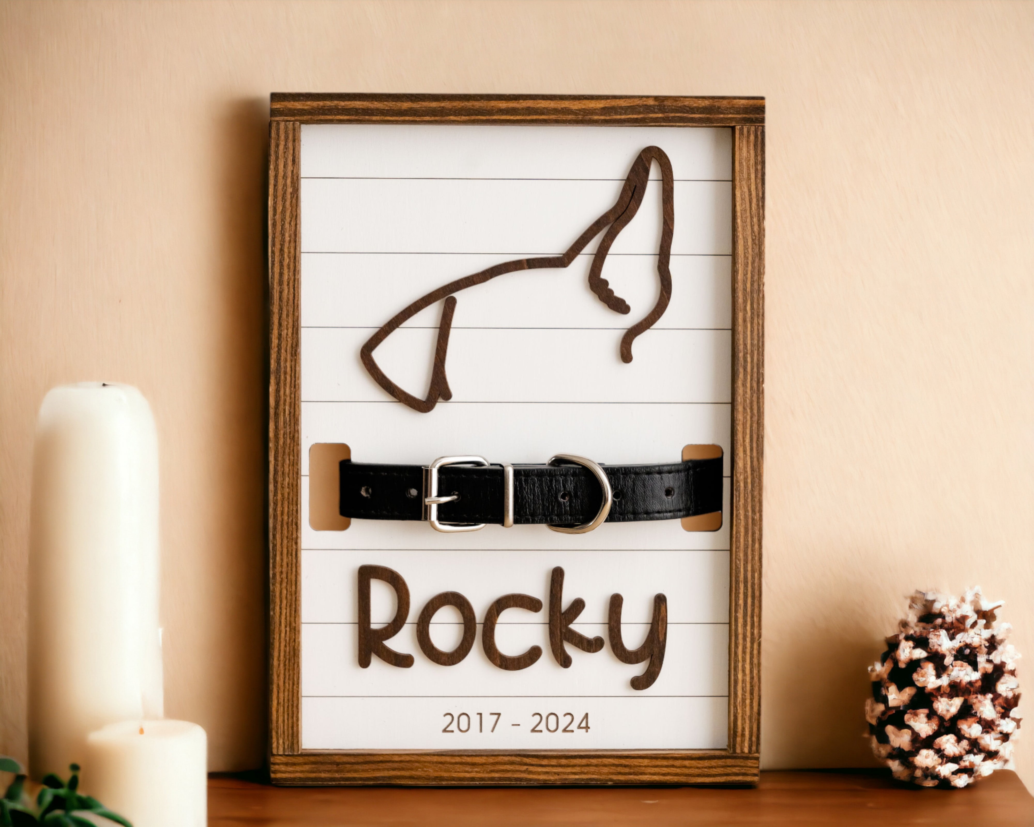Dog Ear Drawing Framed Wood Pet Memorial Gift for Dog Lovers G98