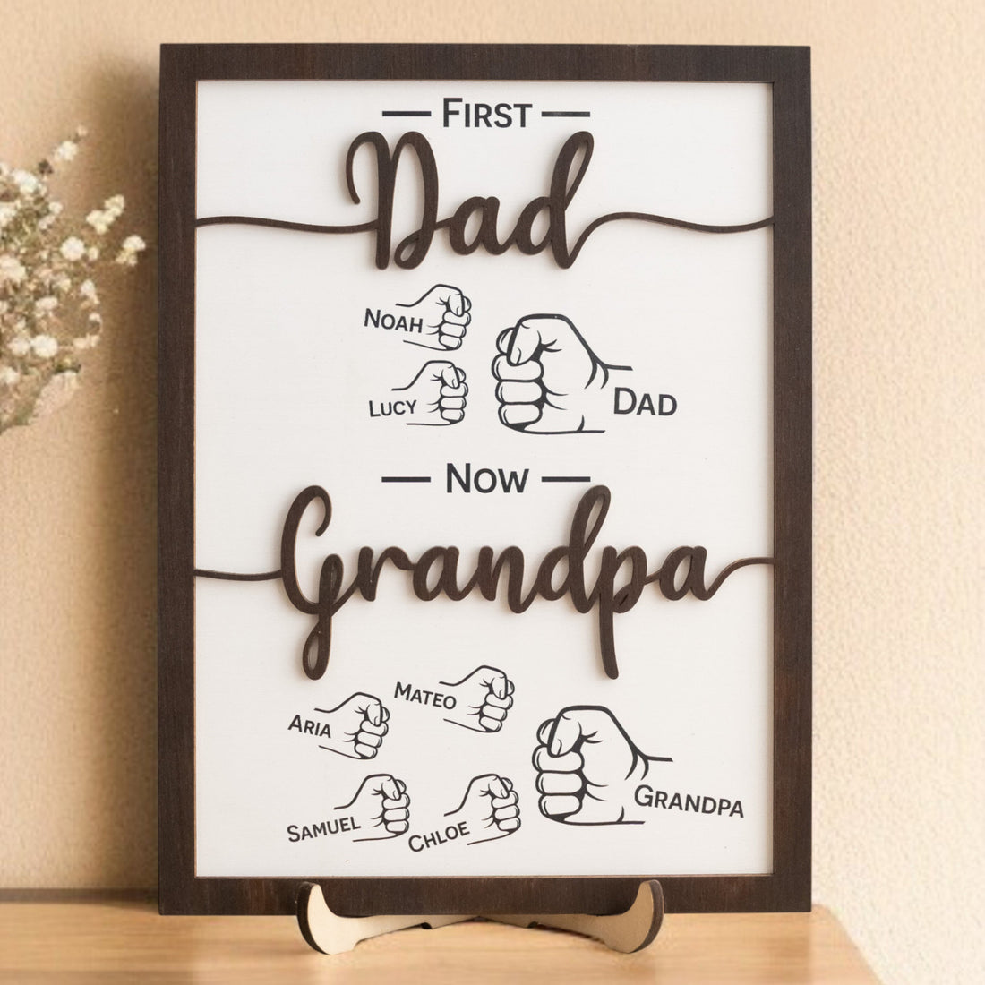 First Dad Now Grandpa Personalized Wooden Sign Grandpa Gift Y80