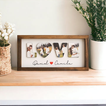 Custom Couple Name Wooden Sign Couple Photo Wall Decor and Rustic Wooden Photo Decor for Wedding Couple Gift Y33