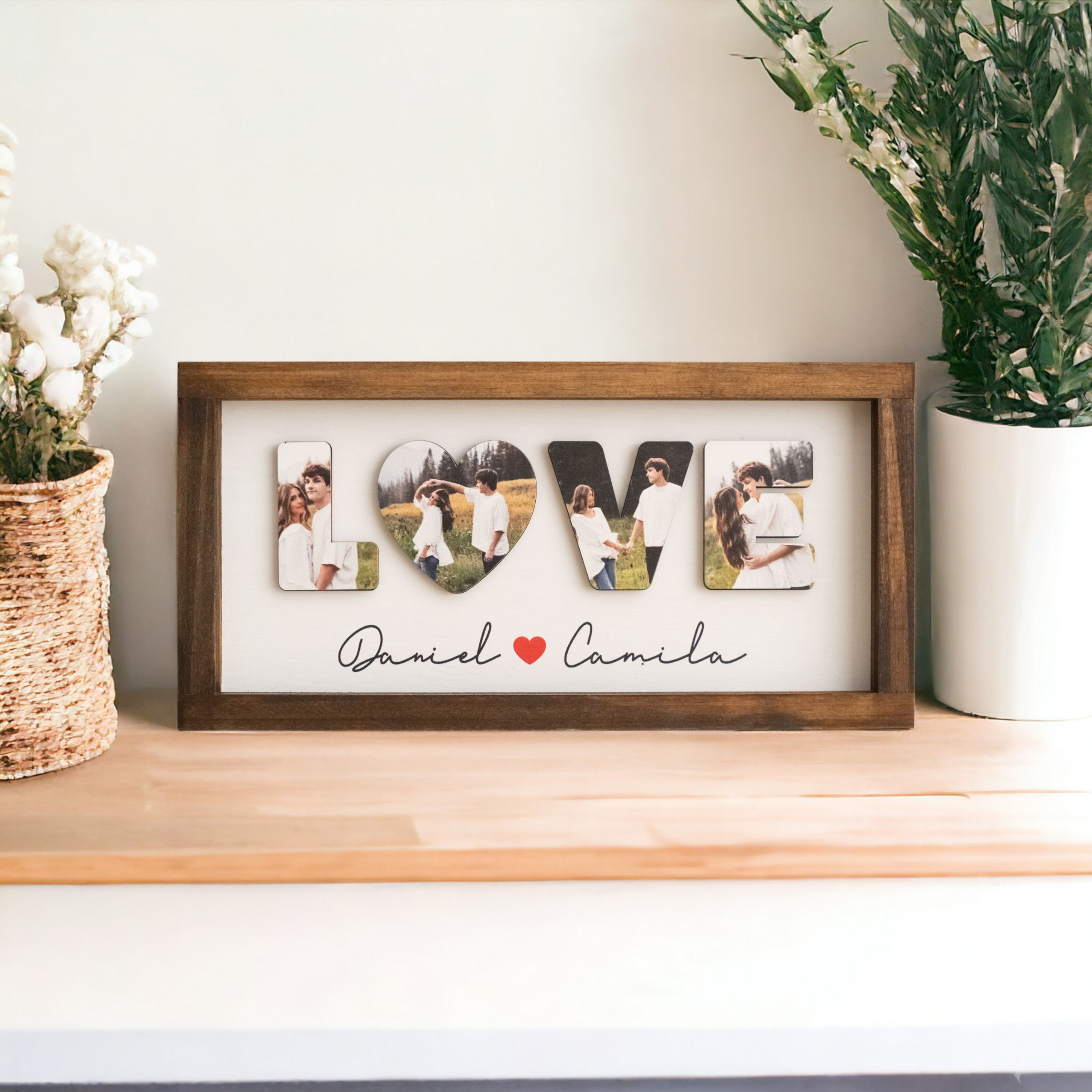 Custom Couple Name Wooden Sign Couple Photo Wall Decor and Rustic Wooden Photo Decor for Wedding Couple Gift Y33