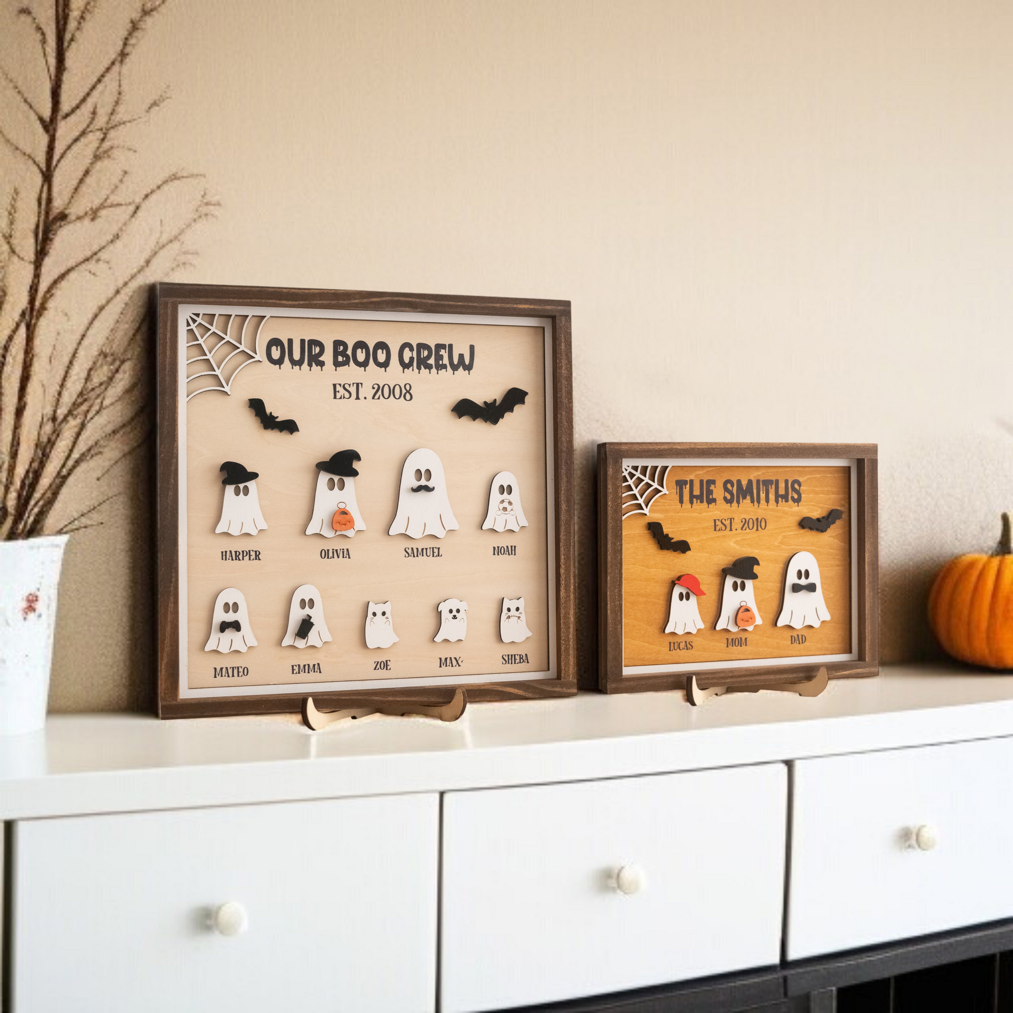Personalized Halloween Ghost Family Sign Wood Halloween Family Sign D12