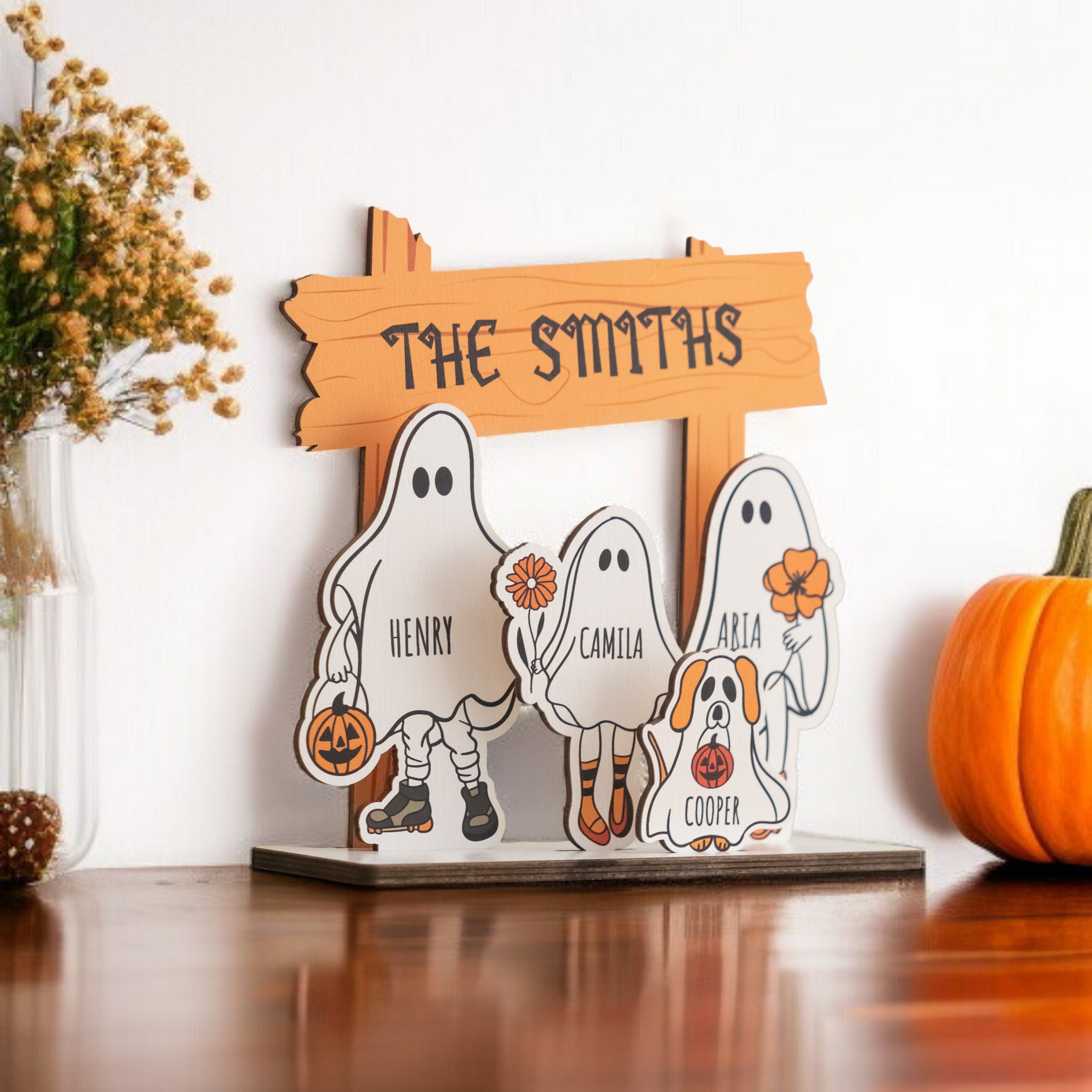 Halloween Boo Crew Wooden Sign for Family Decor D06