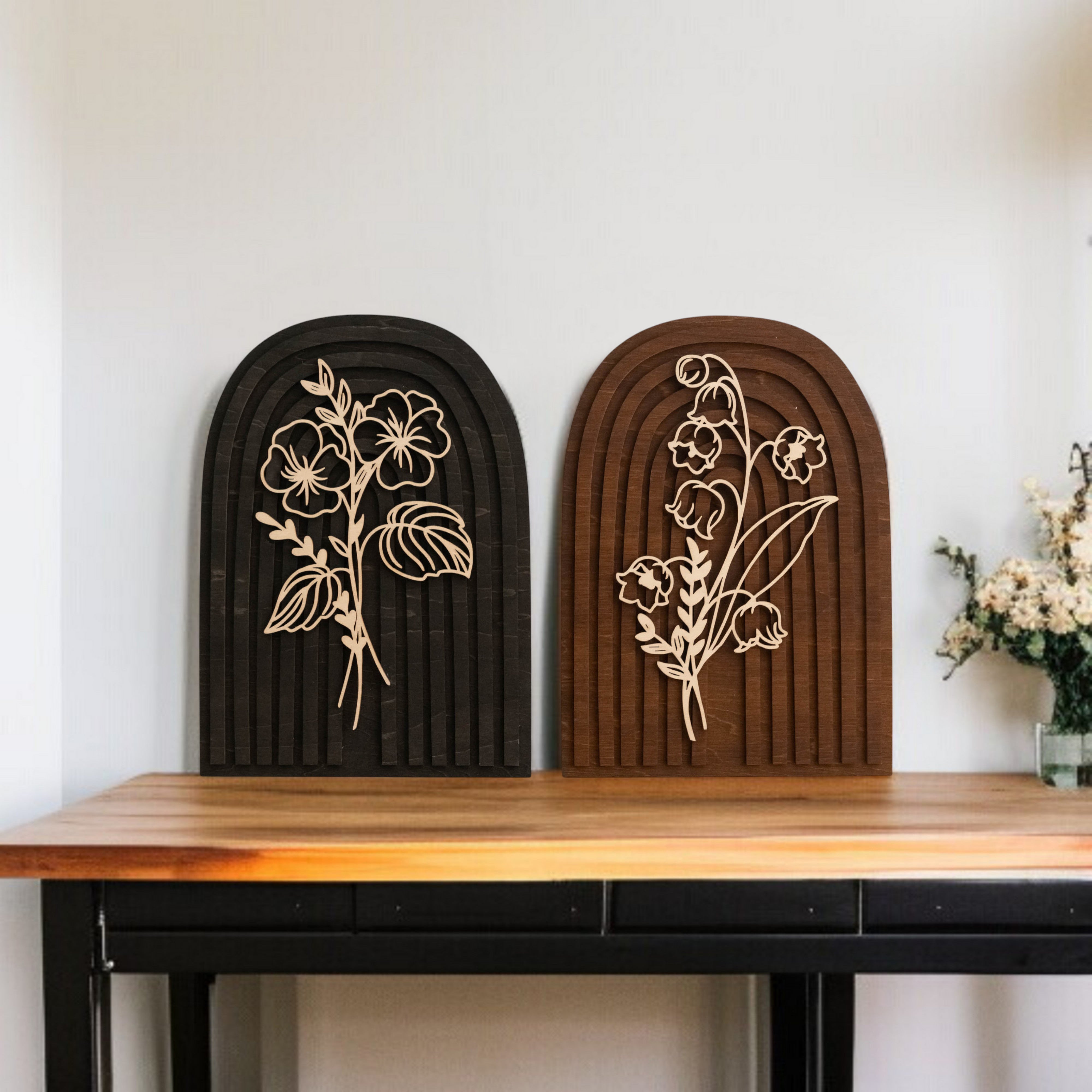 Wildflower Botanical Floral Wood Wall Hanging for Botanical Wall Art R25