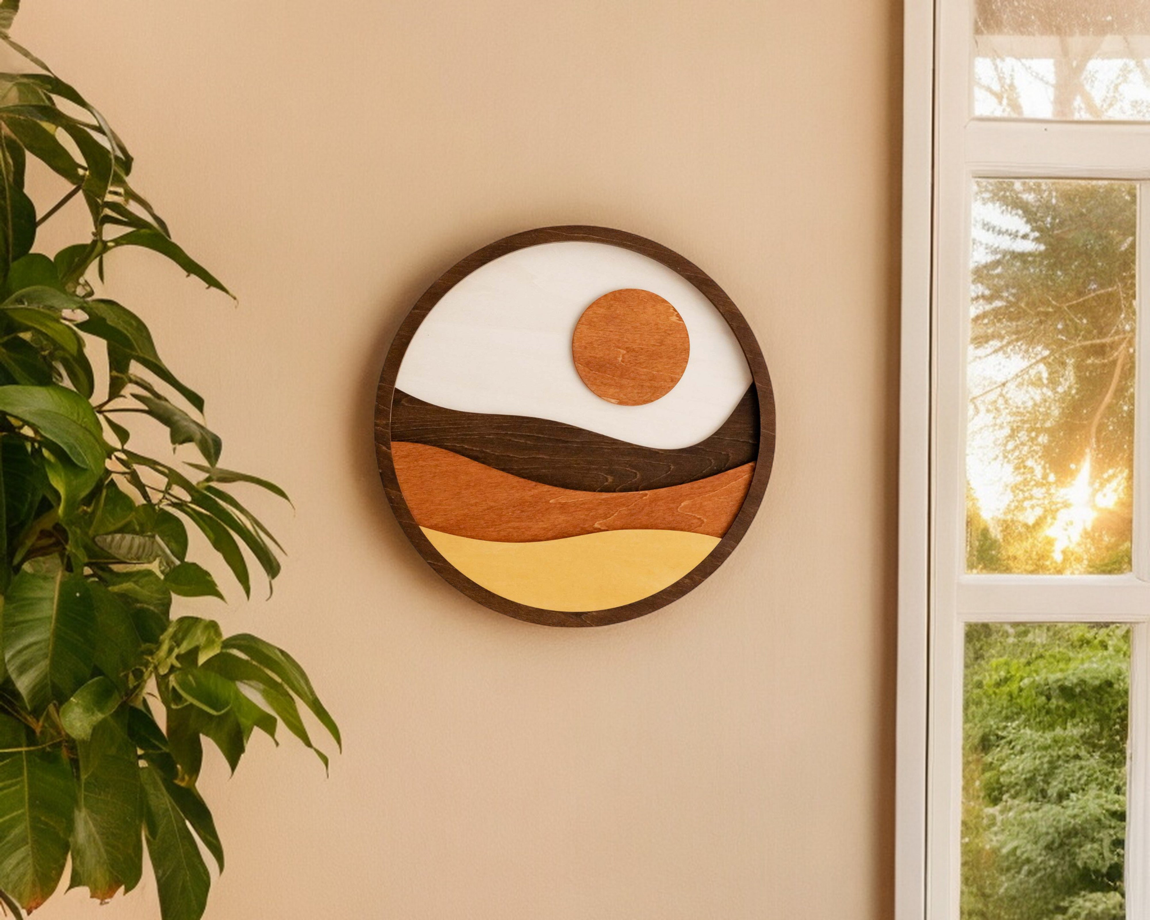 Boho Chic Moon and Sun Wooden Wall Art Set E04