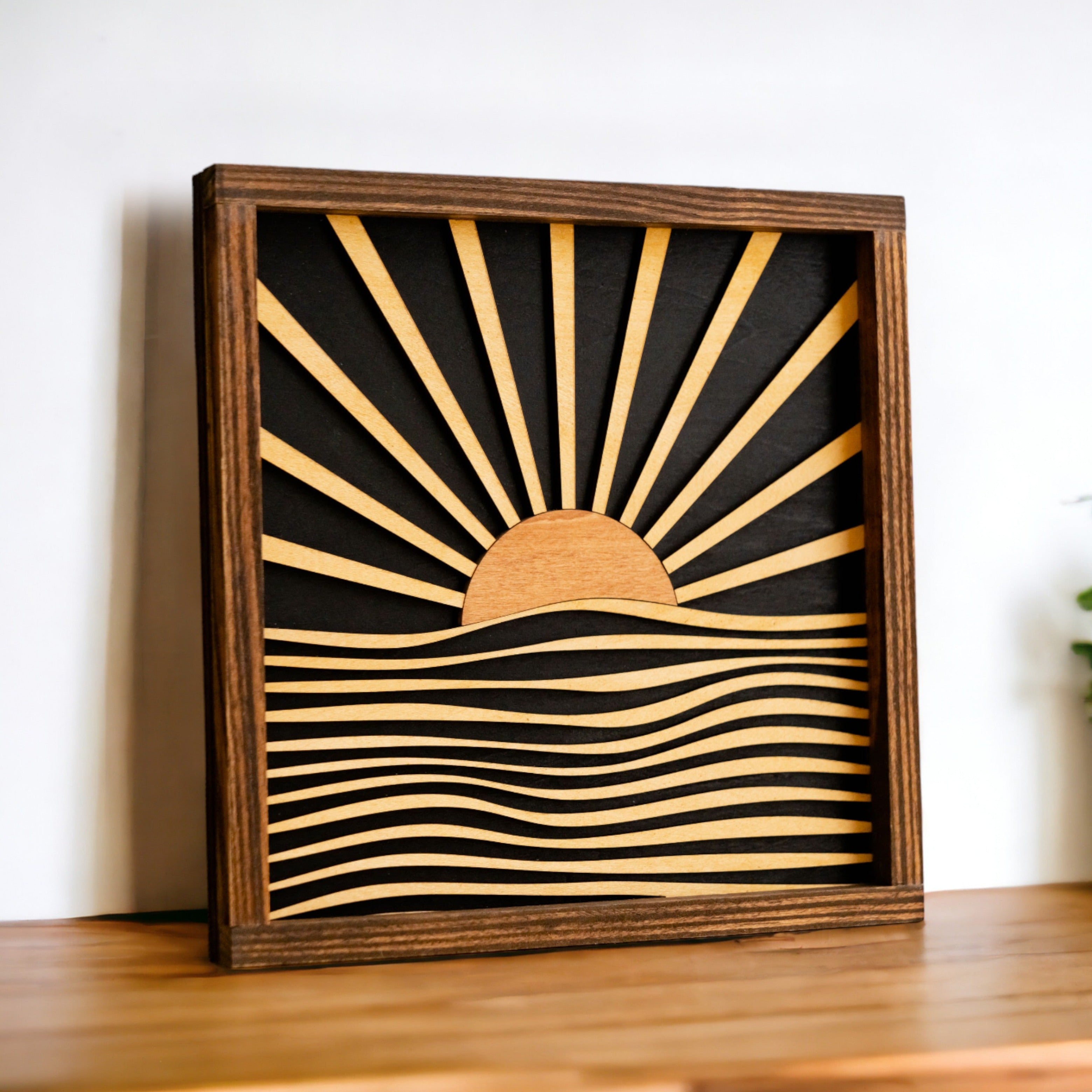 Boho Extra Large Sun Wood Art for Living Room Decor