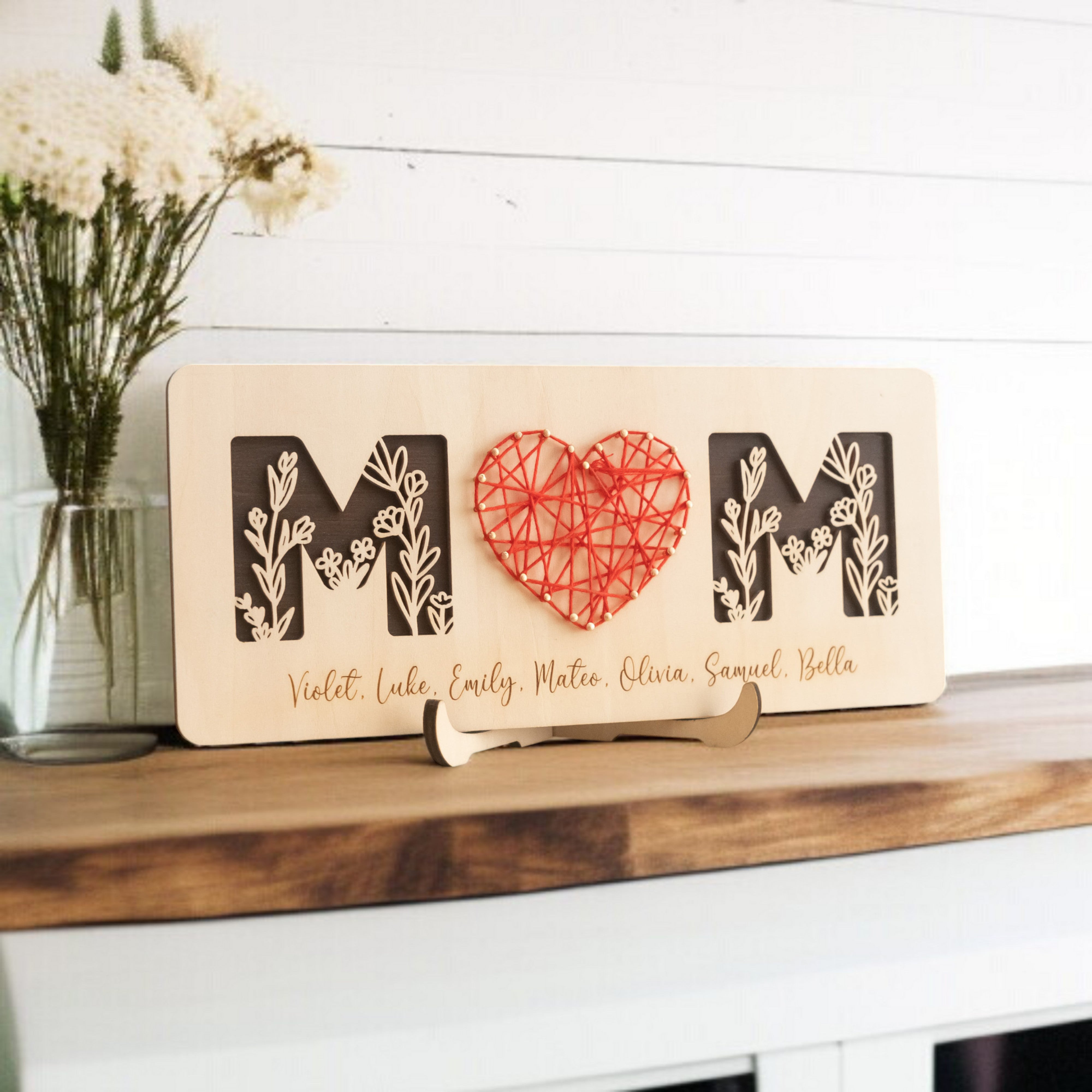 Personalized String Heart Family Wood custom mothers day gifts and wooden decor Y51