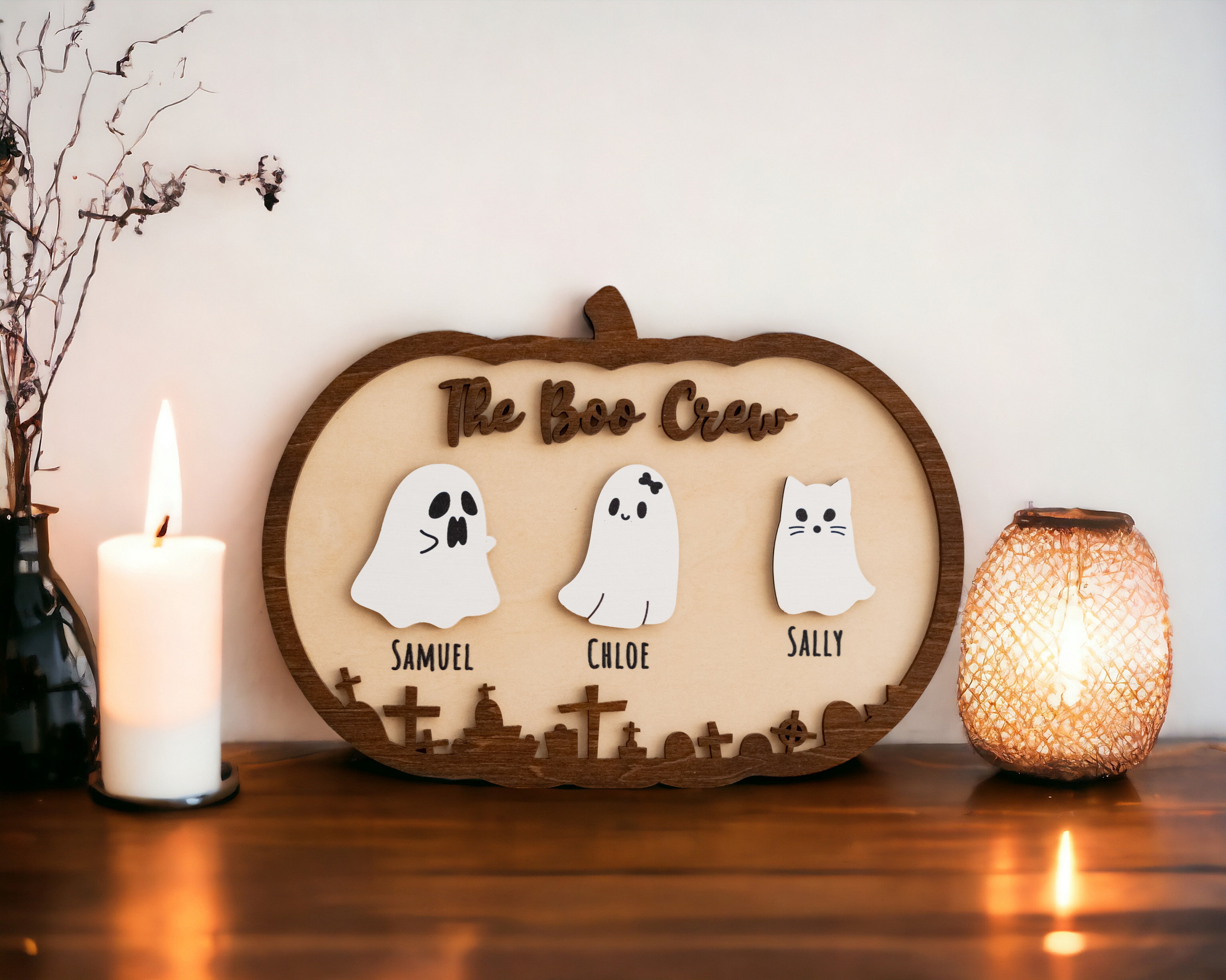 Personalized Wooden Pumpkin for Autumn Table Decor