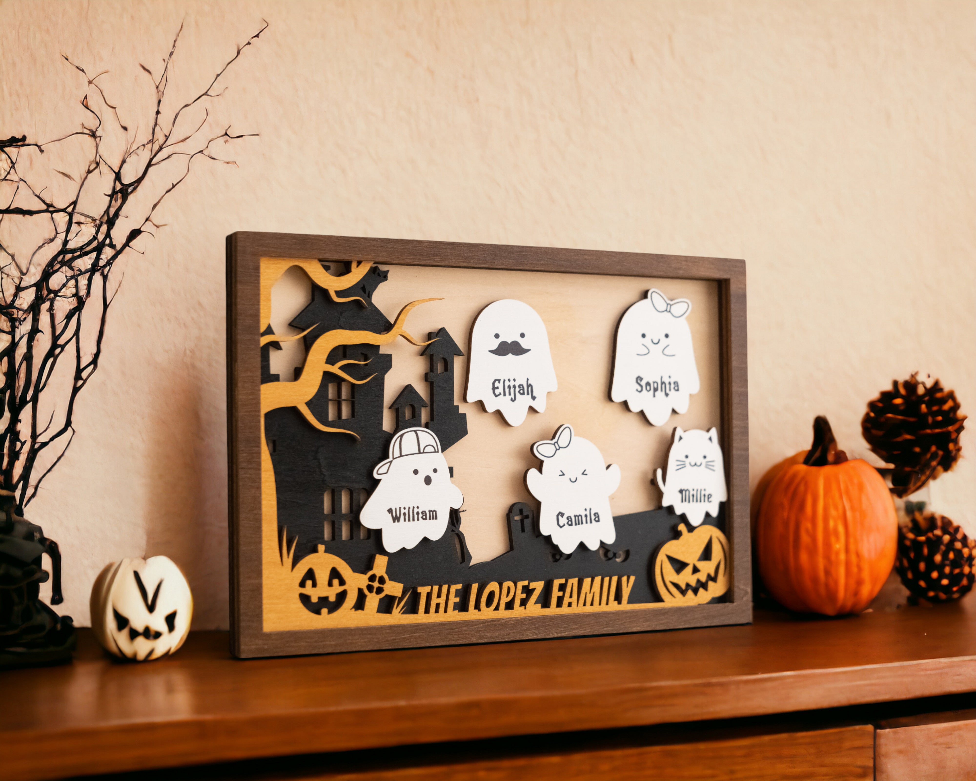 Personalized Wooden Halloween Decor for Table Party R31