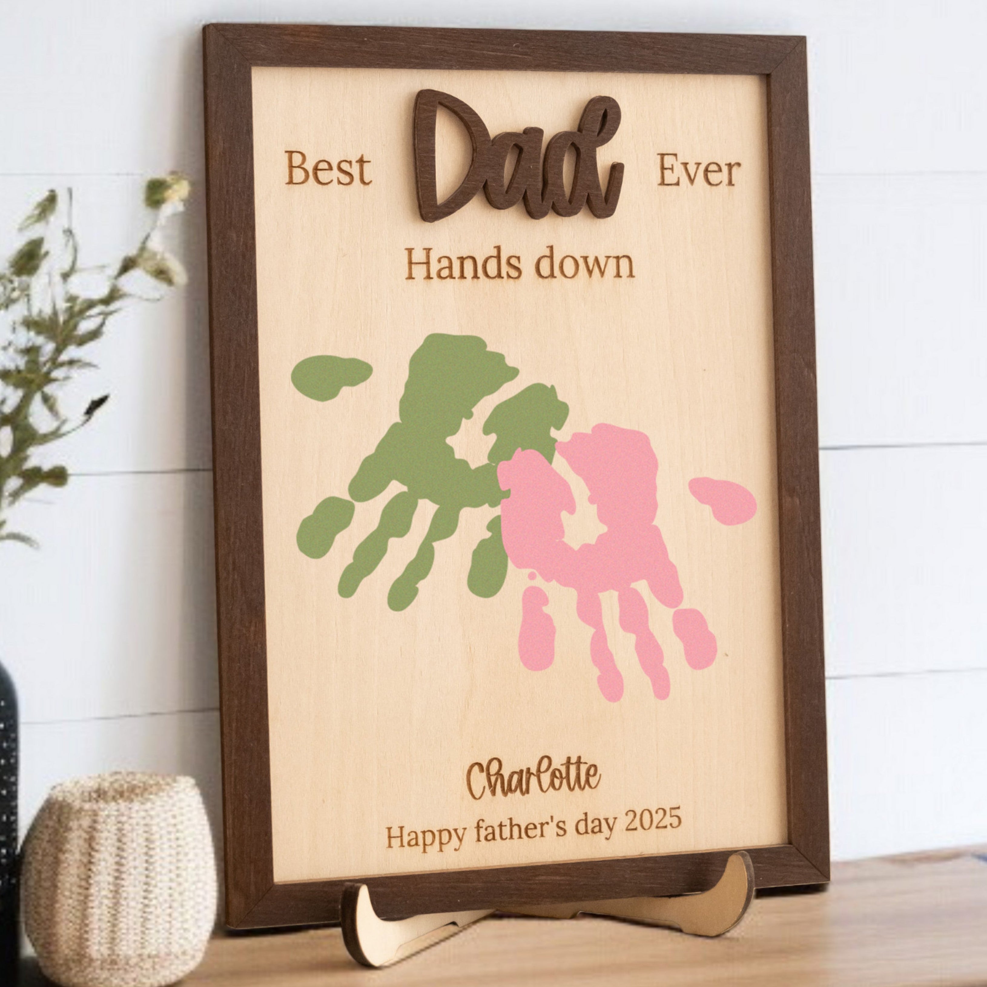 Best Dad Ever Handprint Art for Fathers Day Gift Y75