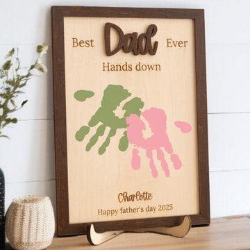 Best Dad Ever Wooden Handprint Art for Fathers Day Gift Y75
