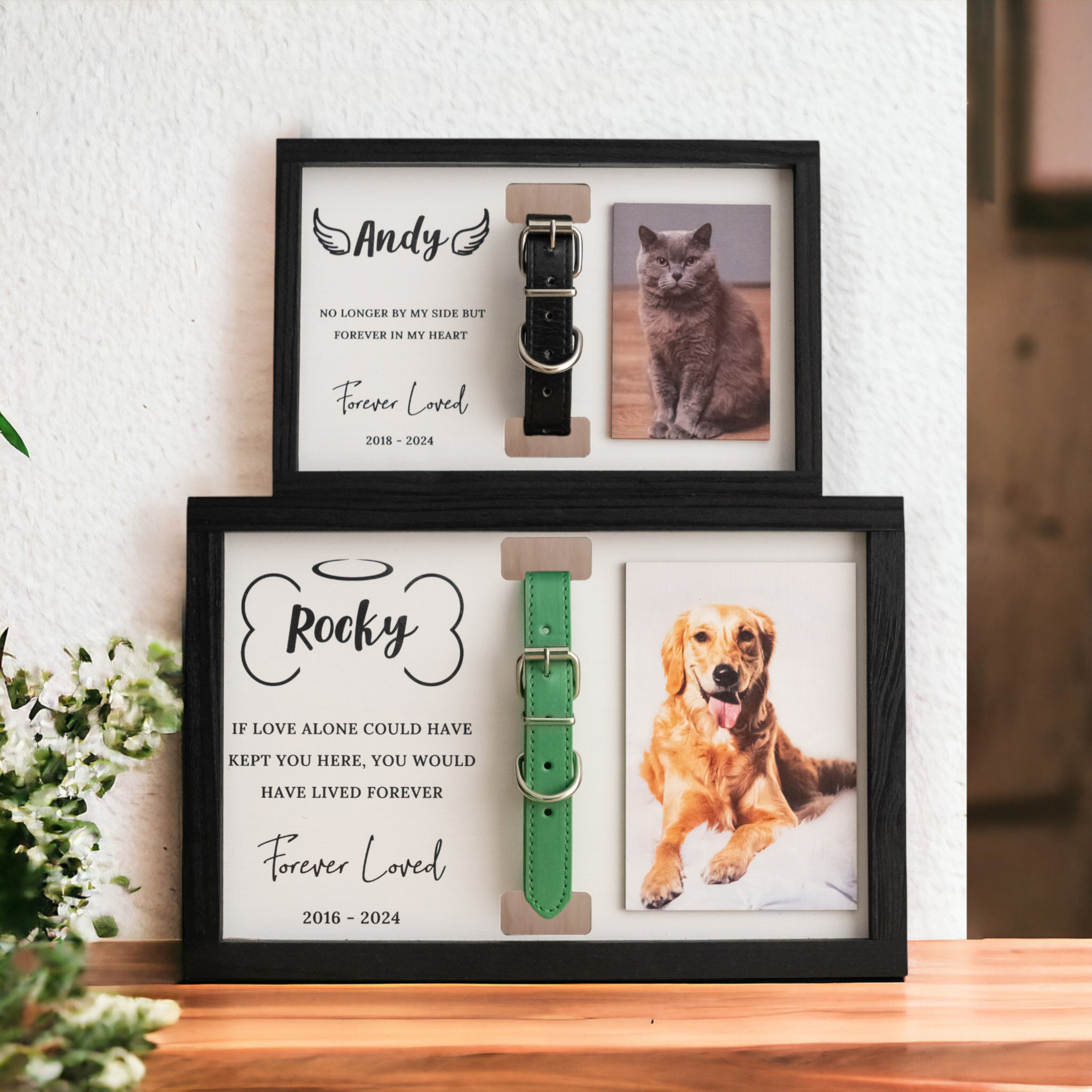 Personalized Pet Memorial Sign Wood Pet Memorial Frame and Custom Pet Collar Frame for Dog Remembrance Gift Y25