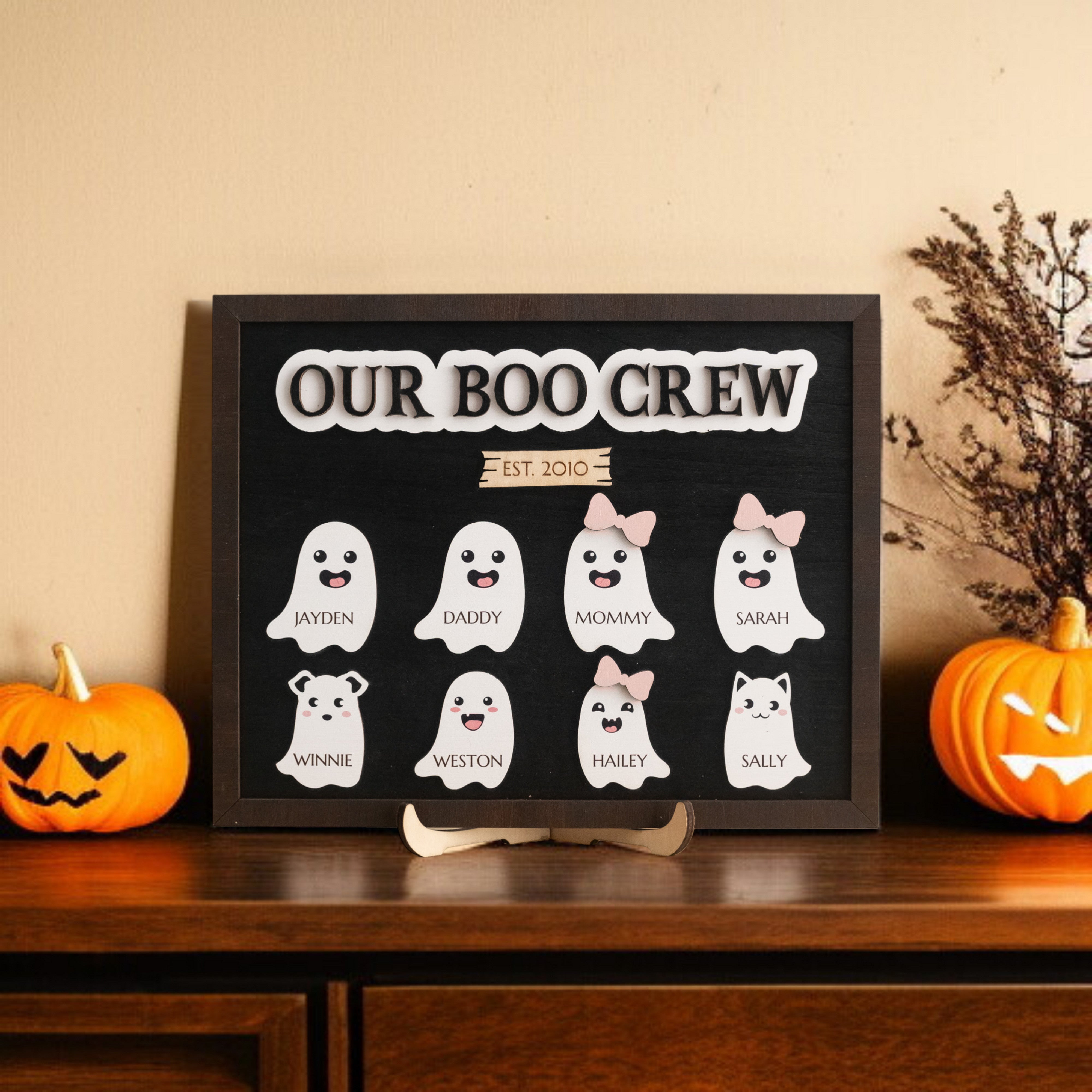 Personalized Halloween Ghost Family Sign for Halloween Decorations Indoor and Ghost Family Sign D09