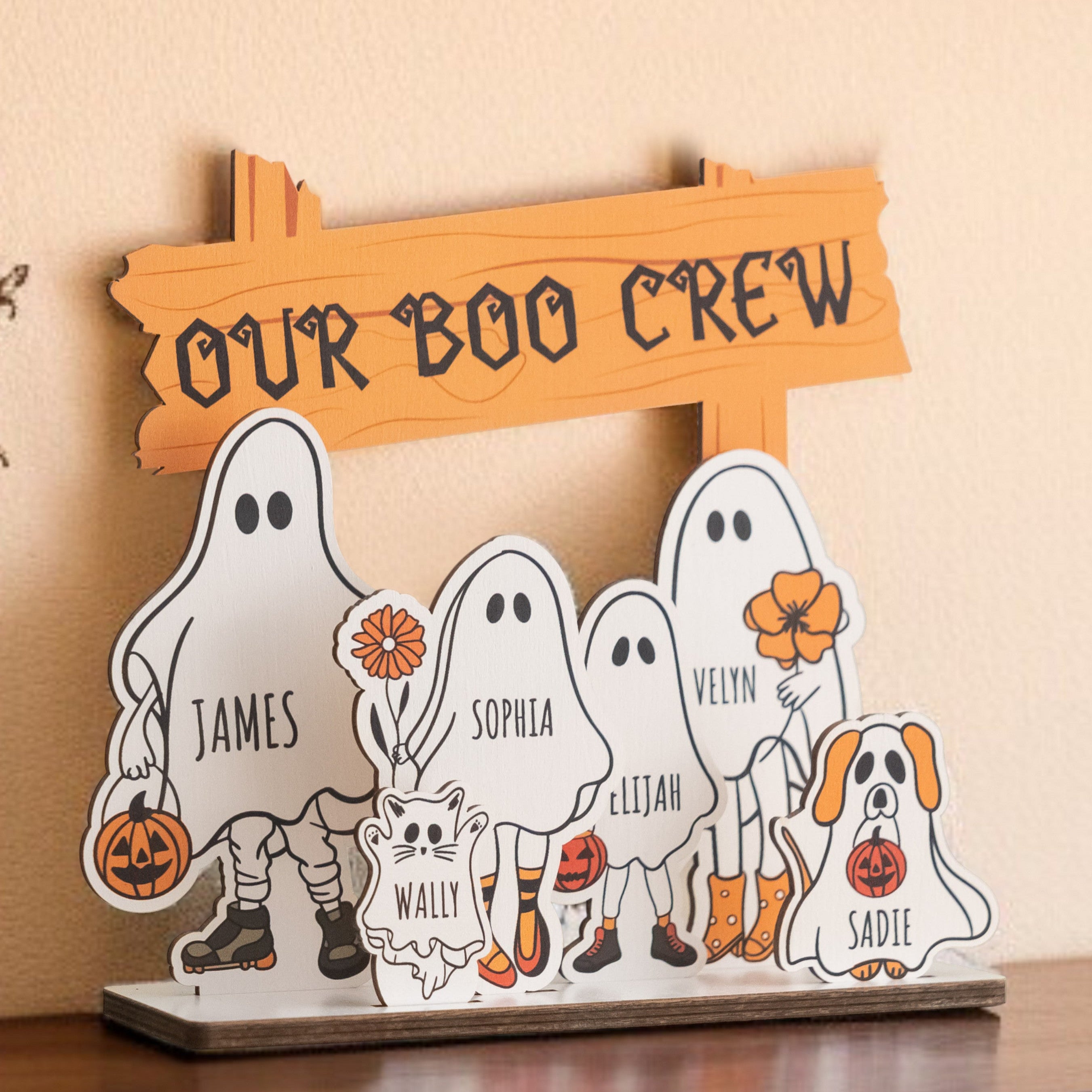 Halloween Boo Crew Wooden Sign for Family Decor D06