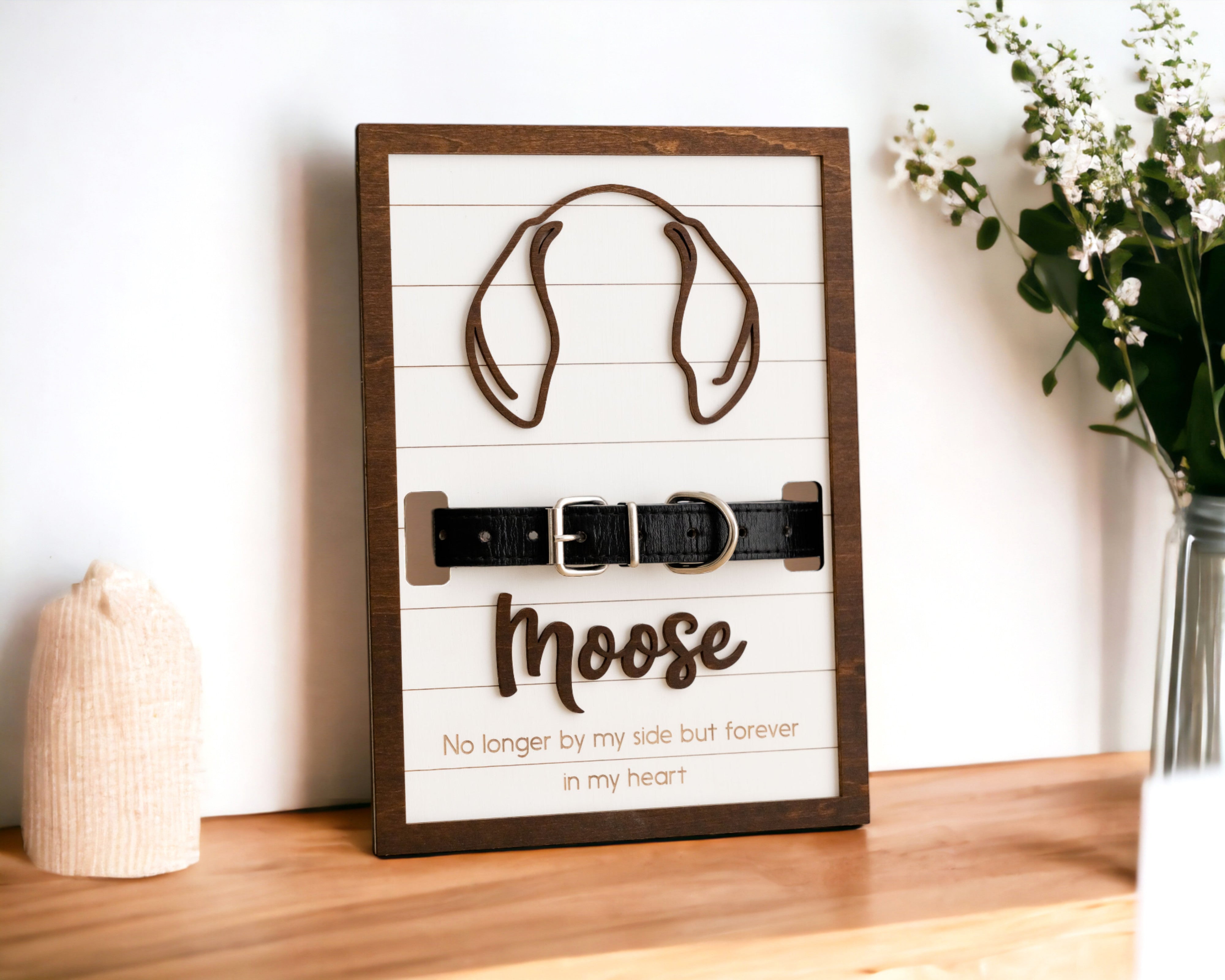 Dog Ear Drawing Framed Wood Sign for Dog Memorial Gift R17