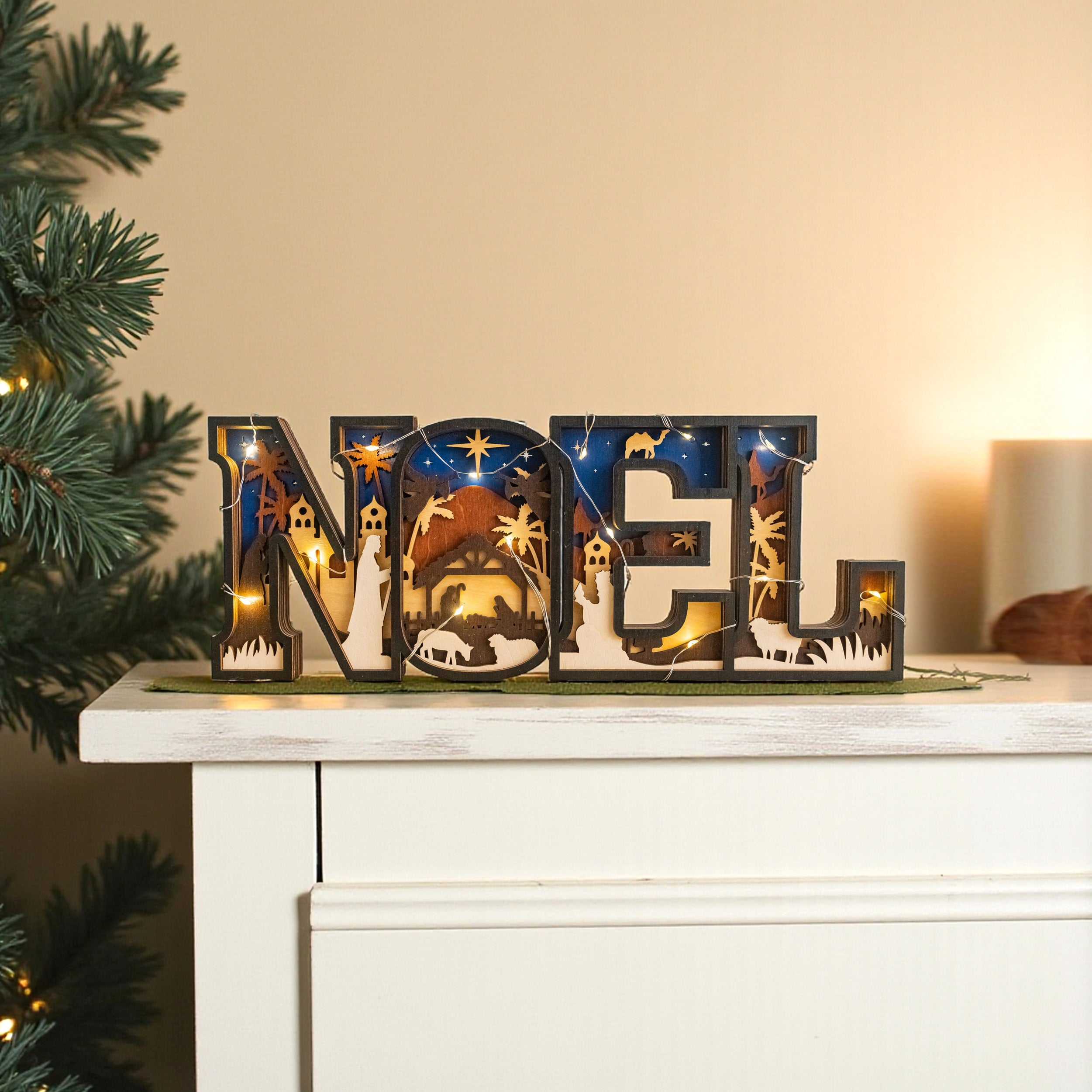 Wooden Noel Christmas Sign Wood for Christmas Table Decor and Wooden Christmas Sign D25