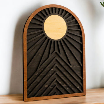 Celestial Sun and Moon Wooden Wall Art for Contemporary Rustic Home Decor