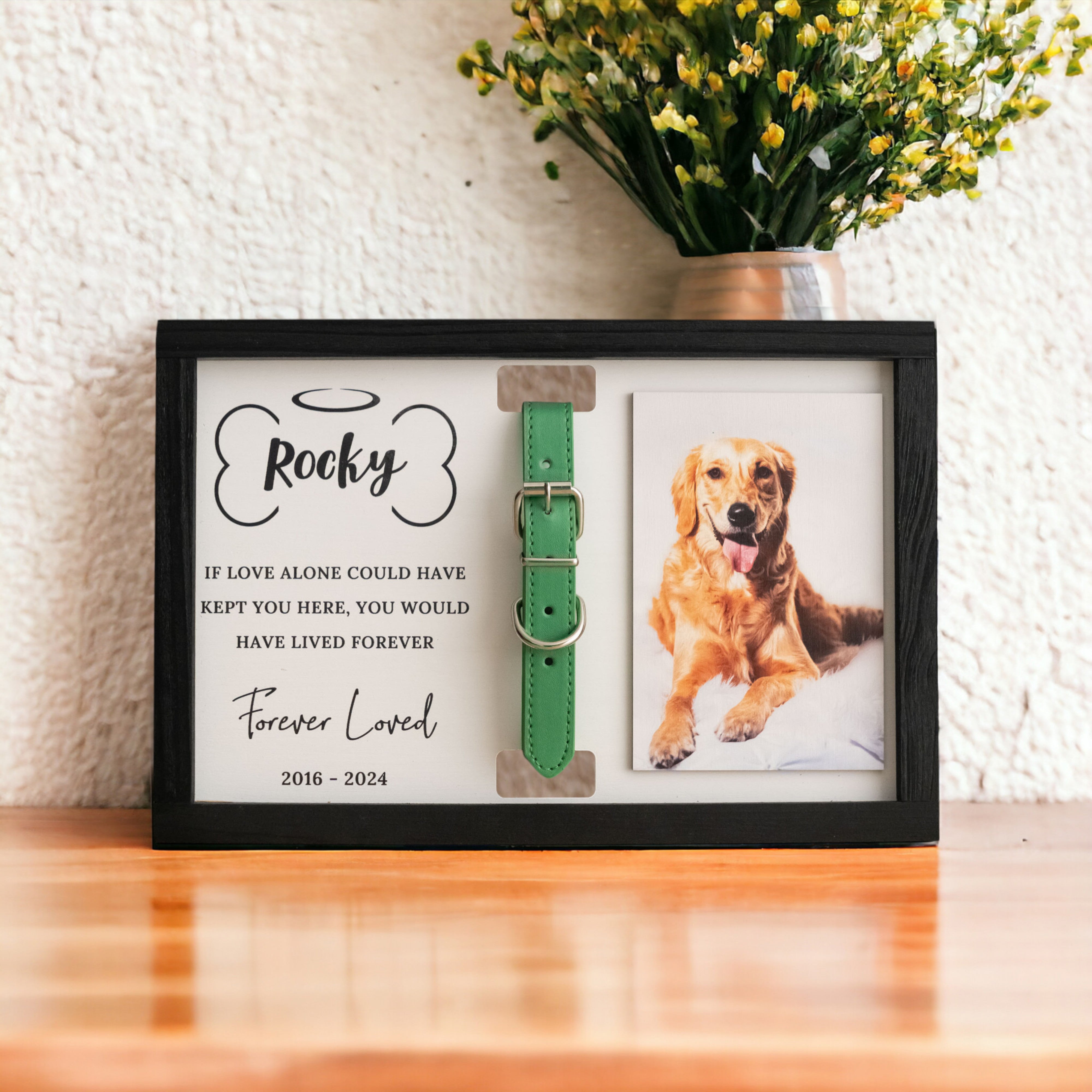 Personalized Pet Memorial Sign Wood Pet Memorial Frame and Custom Pet Collar Frame for Dog Remembrance Gift Y25