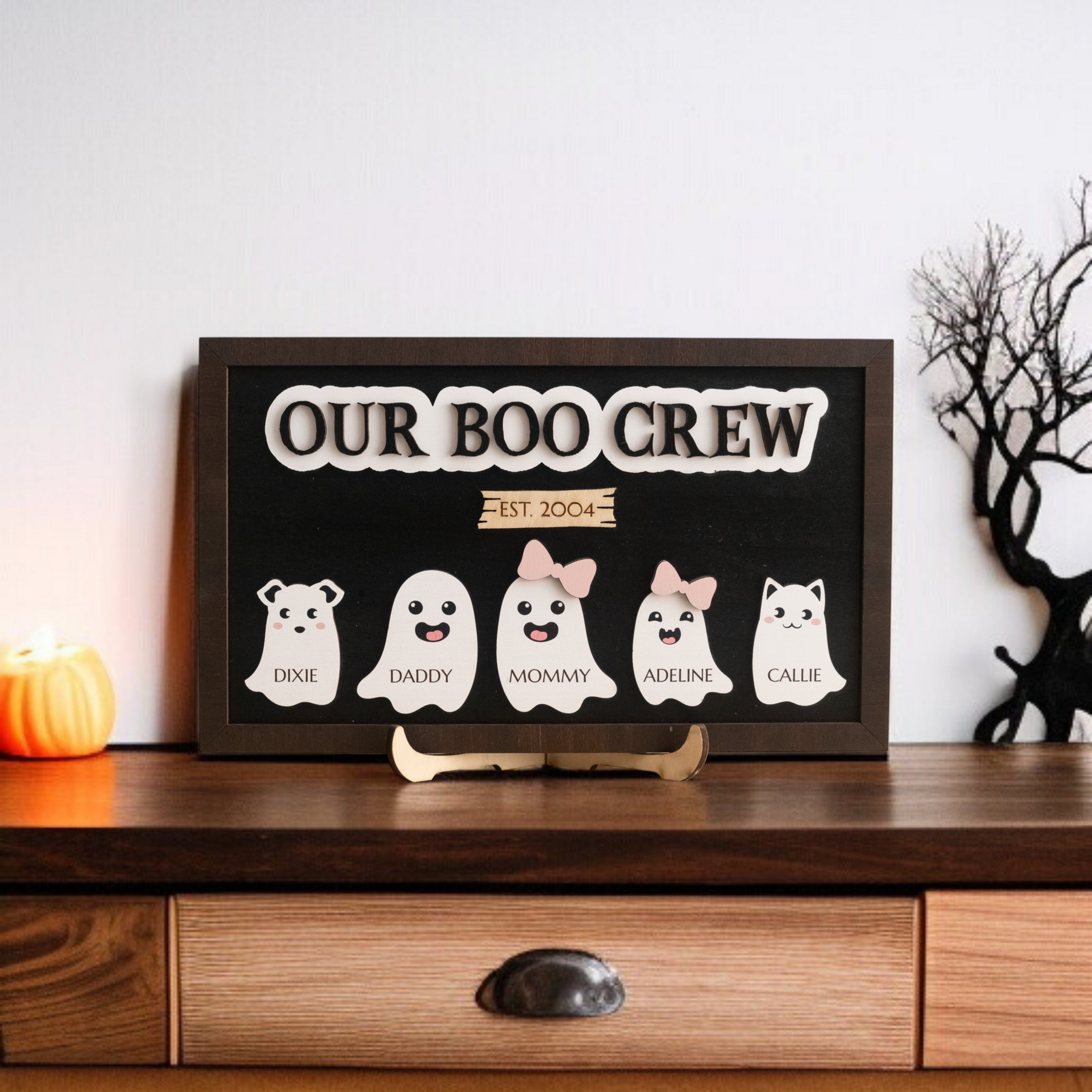 Personalized Halloween Ghost Family Sign for Halloween Decorations Indoor and Ghost Family Sign D09