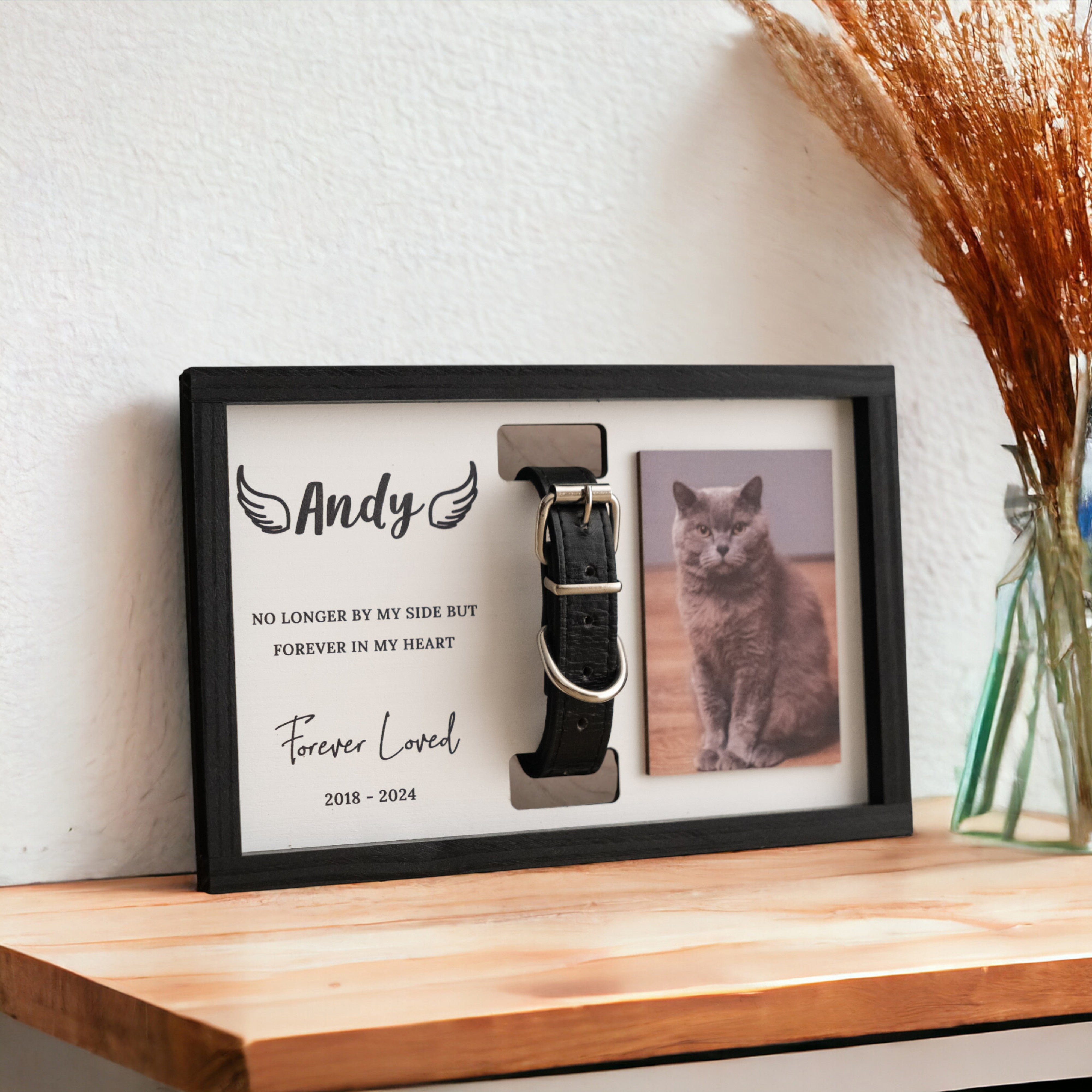 Personalized Pet Memorial Sign Wood Pet Memorial Frame and Custom Pet Collar Frame for Dog Remembrance Gift Y25