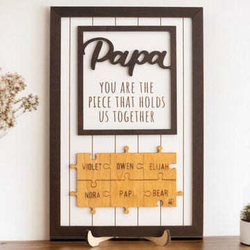 Personalized Wooden Puzzle Frame for Dad Unique Family Gift Y76