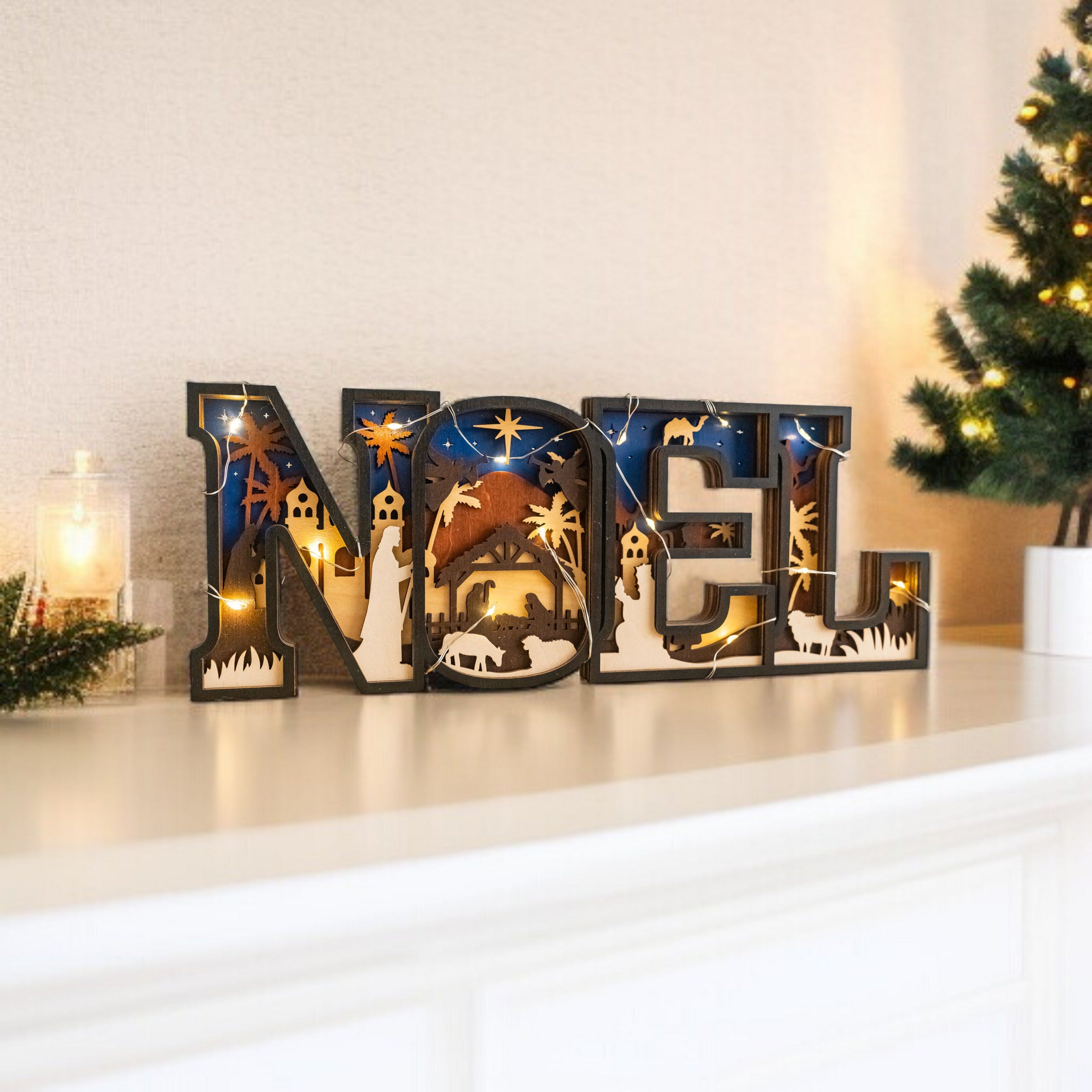 Wooden Noel Christmas Sign Wood for Christmas Table Decor and Wooden Christmas Sign D25