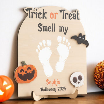 Wooden Halloween Baby Footprint Sign Wood for Baby Gift Y99
