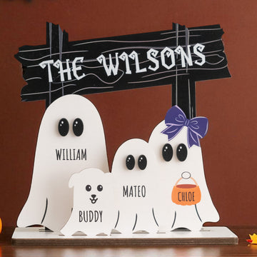 Personalized Wooden Halloween Boo Crew Sign Wood for Table D08