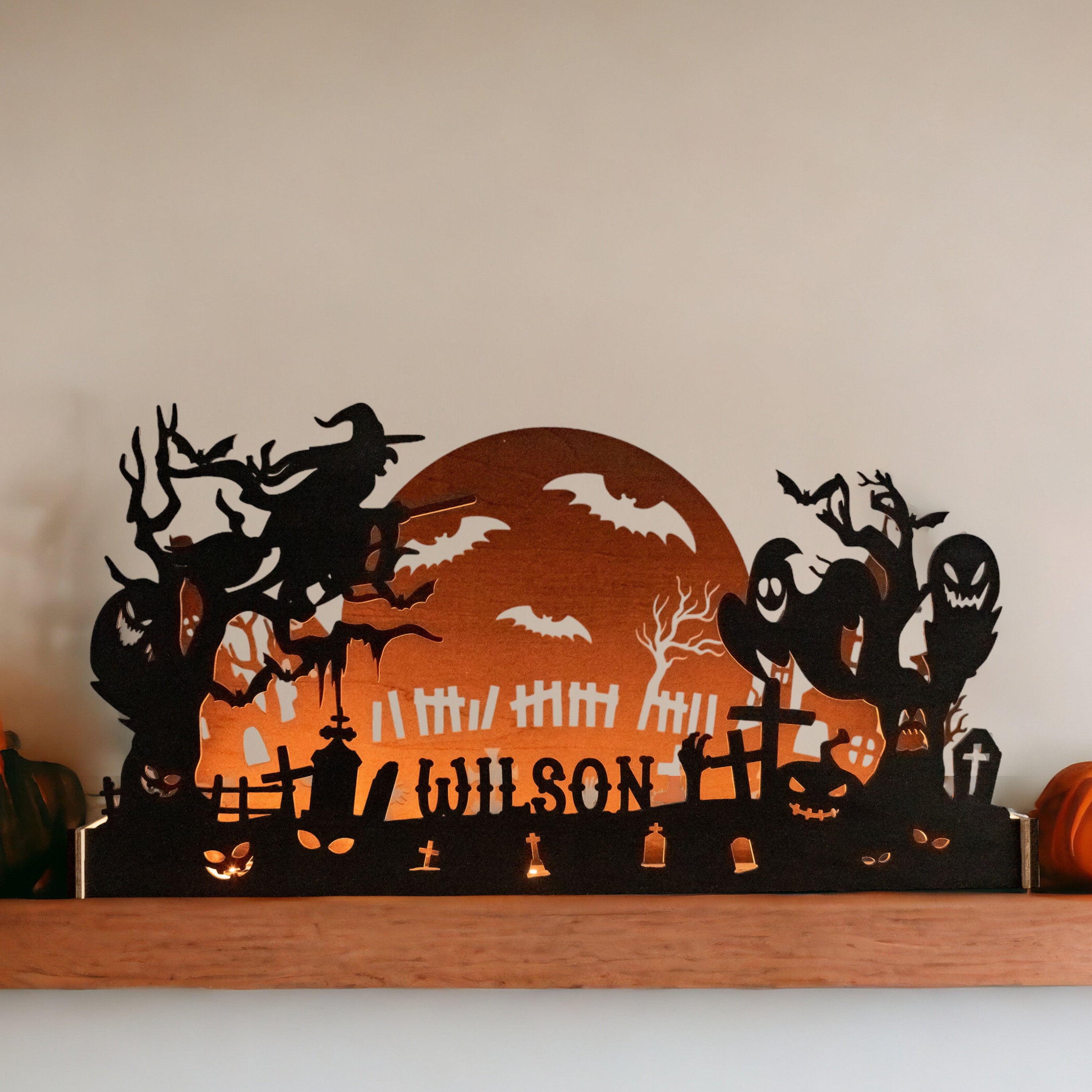 Wooden Halloween Silhouette Table Decor Wood for Home Decor R36