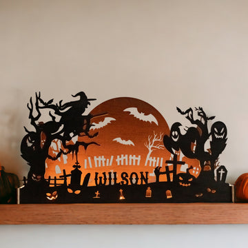 Wooden Halloween Silhouette Table Decor Wood for Party Decor R36