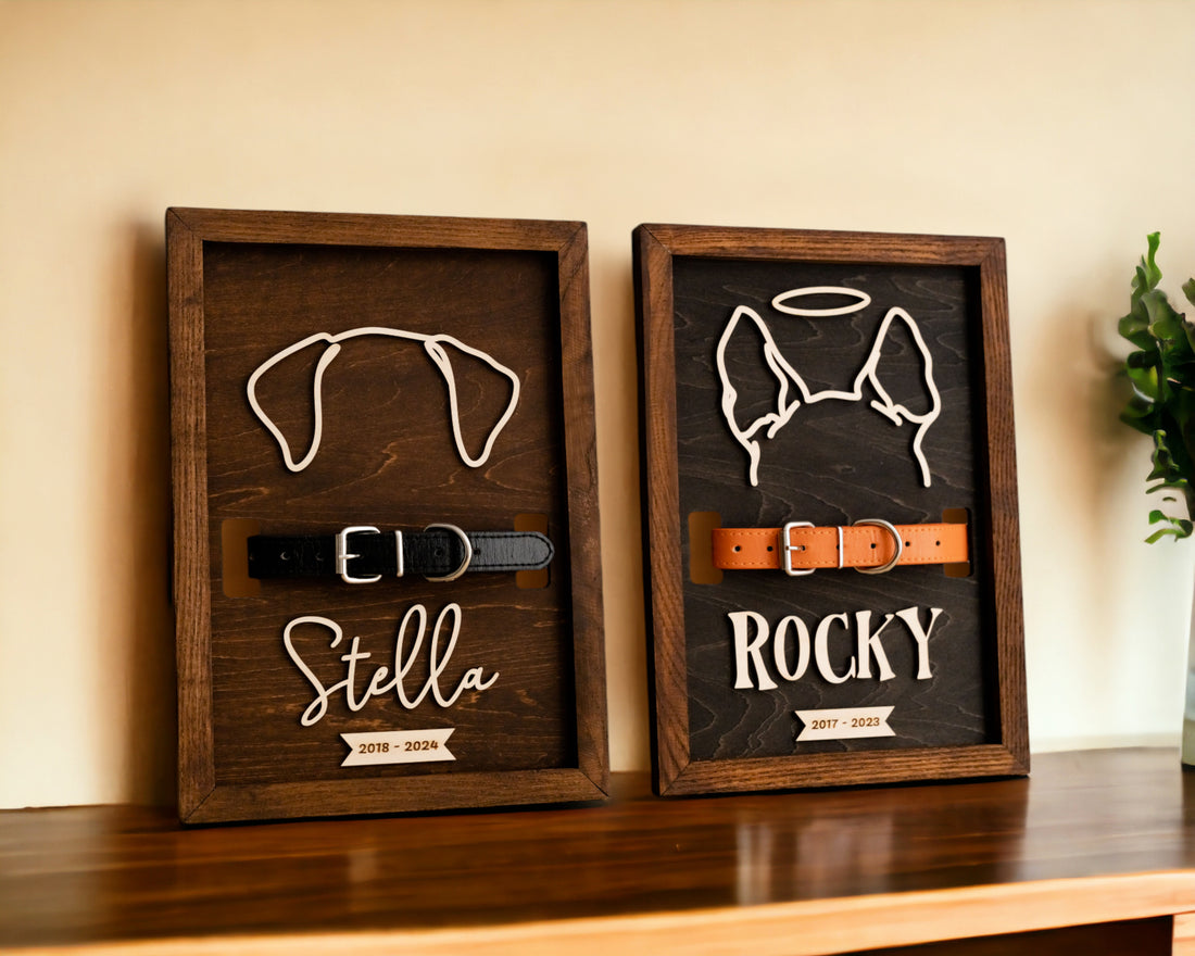Dog Ear Drawing Framed For Boho Rustic Memorial Decor