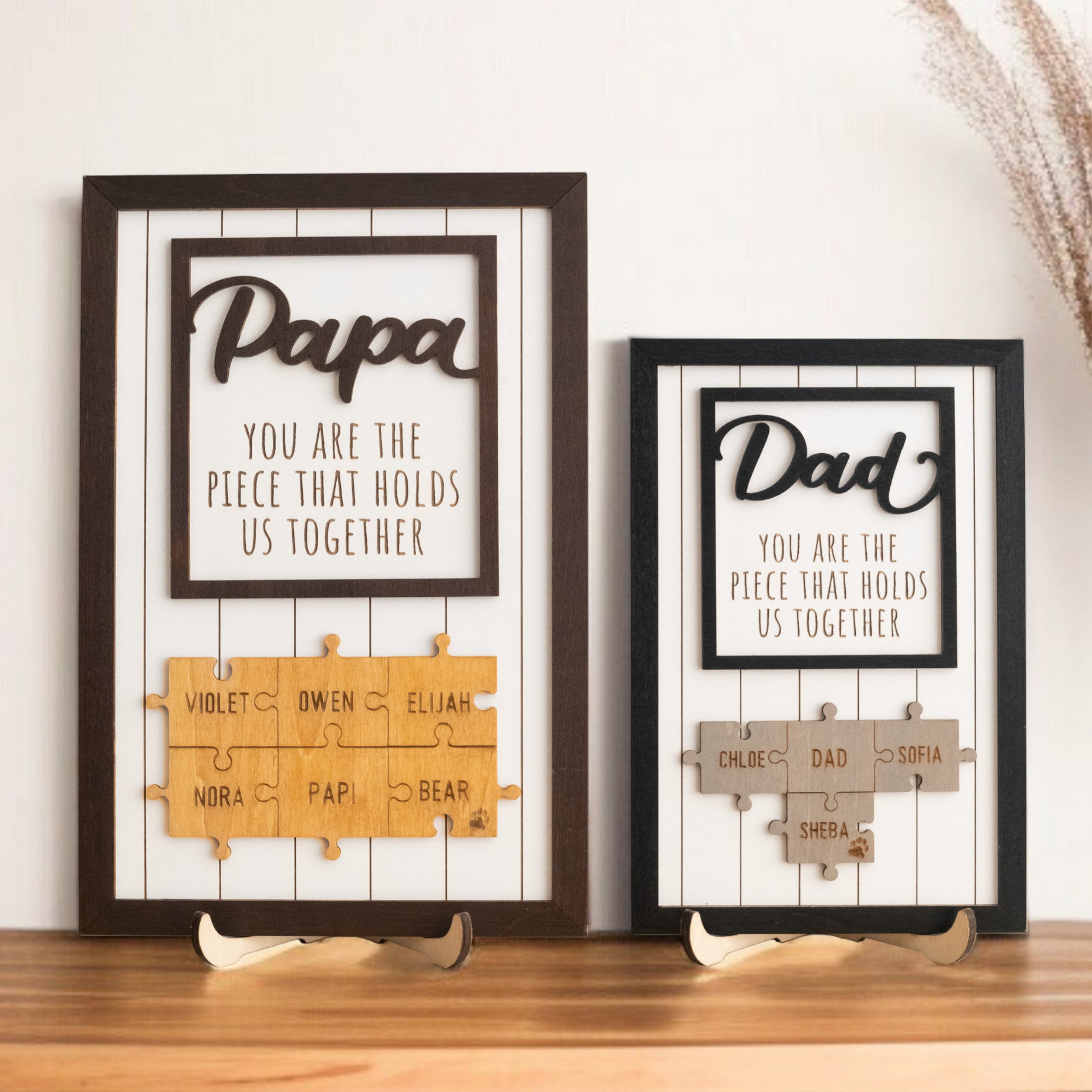 Personalized Wooden Puzzle Frame for Dad Unique Family Gift Y76