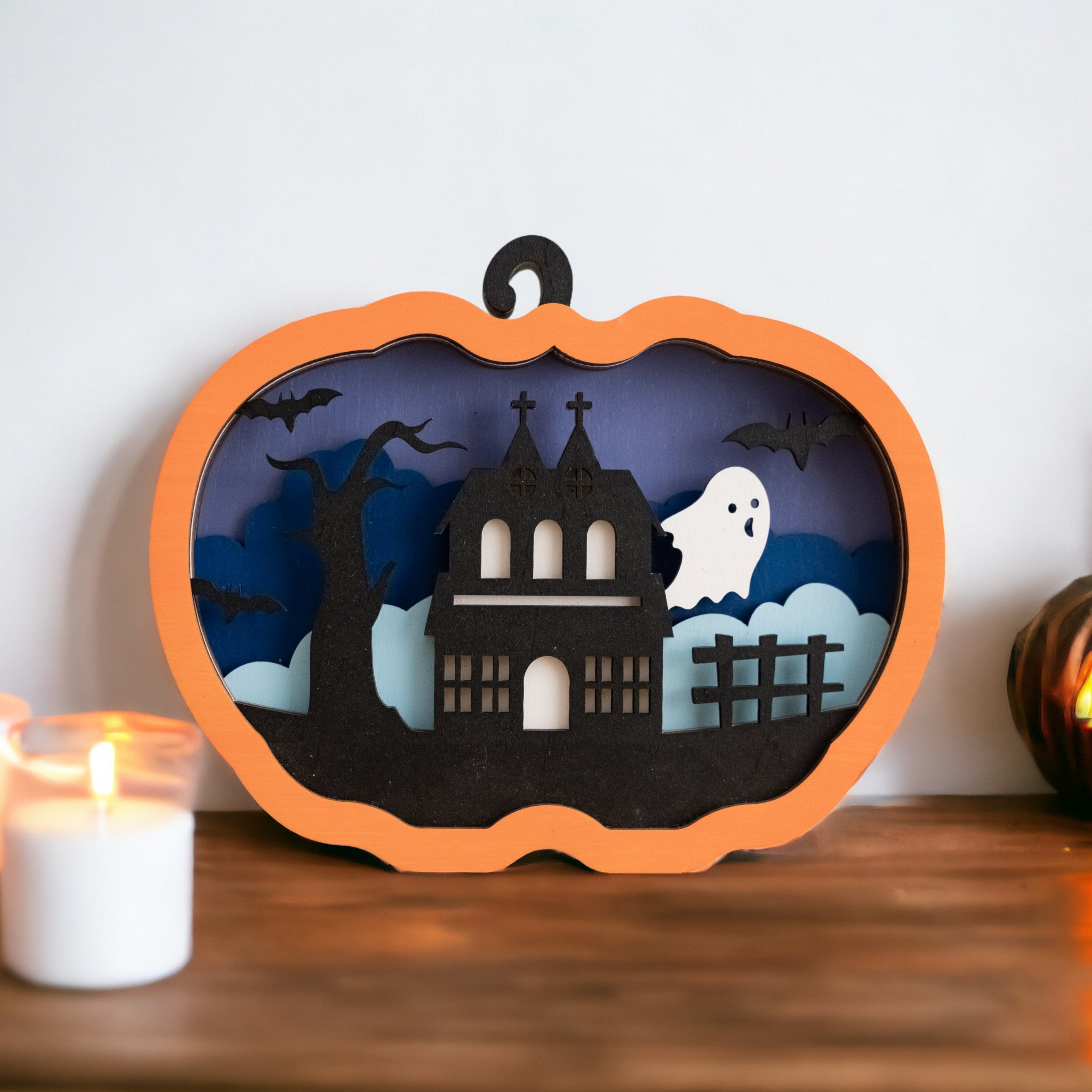 Personalized Wooden Halloween Pumpkin for Festive Table Decor