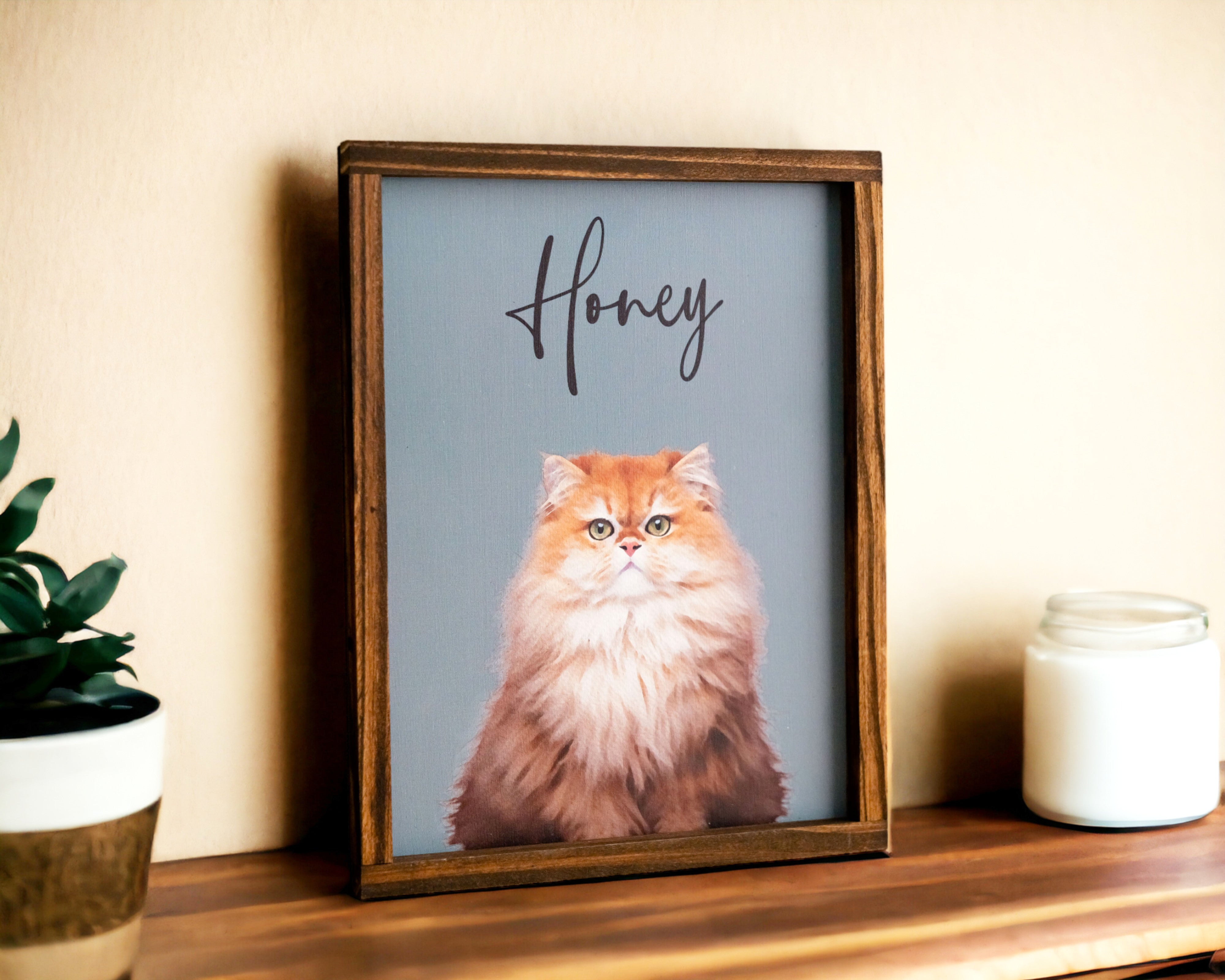 Pet Memorial Photo Sign for Bohemian and Modern Table Decor