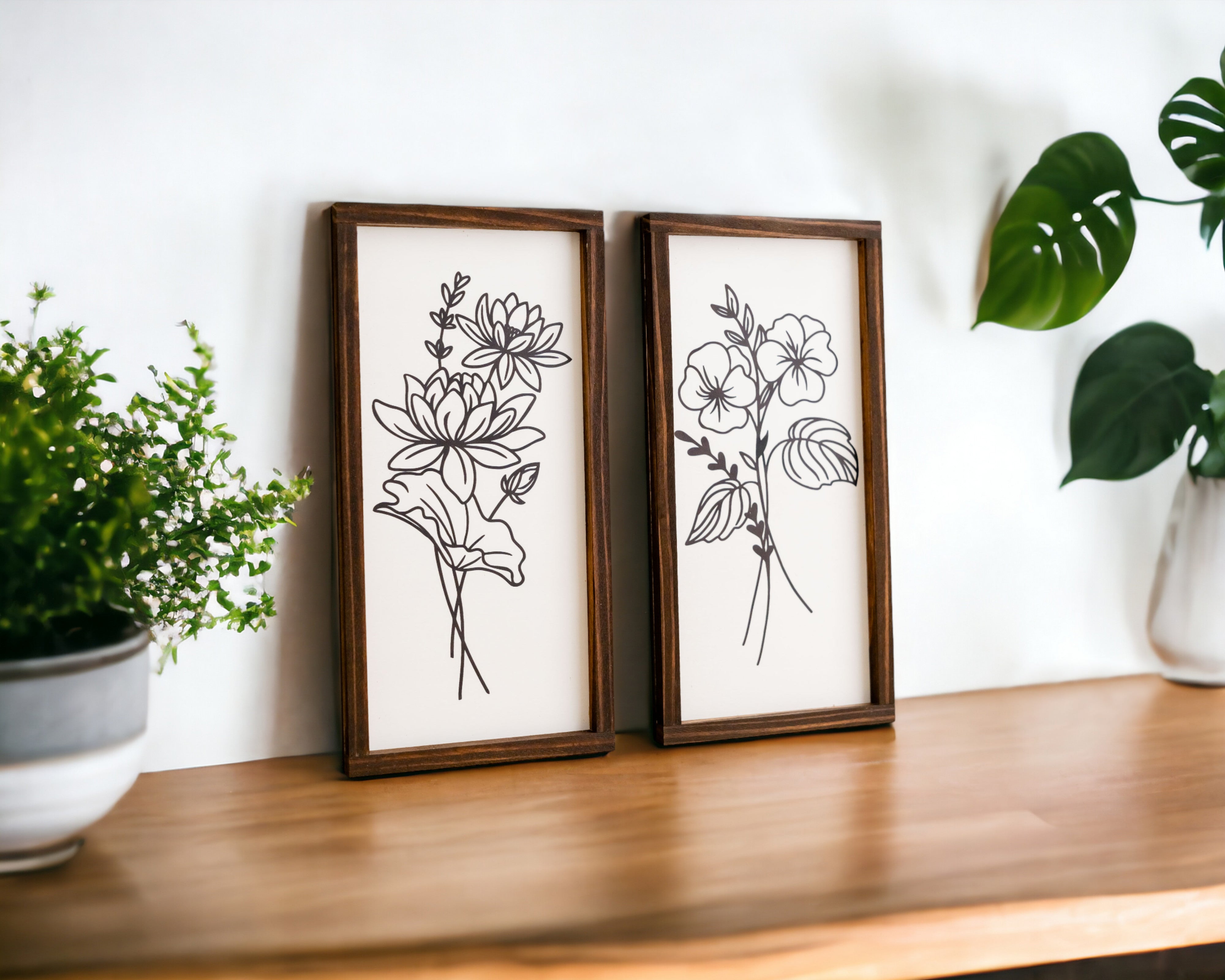 Wildflower Botanical Floral Wood Wall Hanging for Floral Wall Art and Botanical Wood Decor R26
