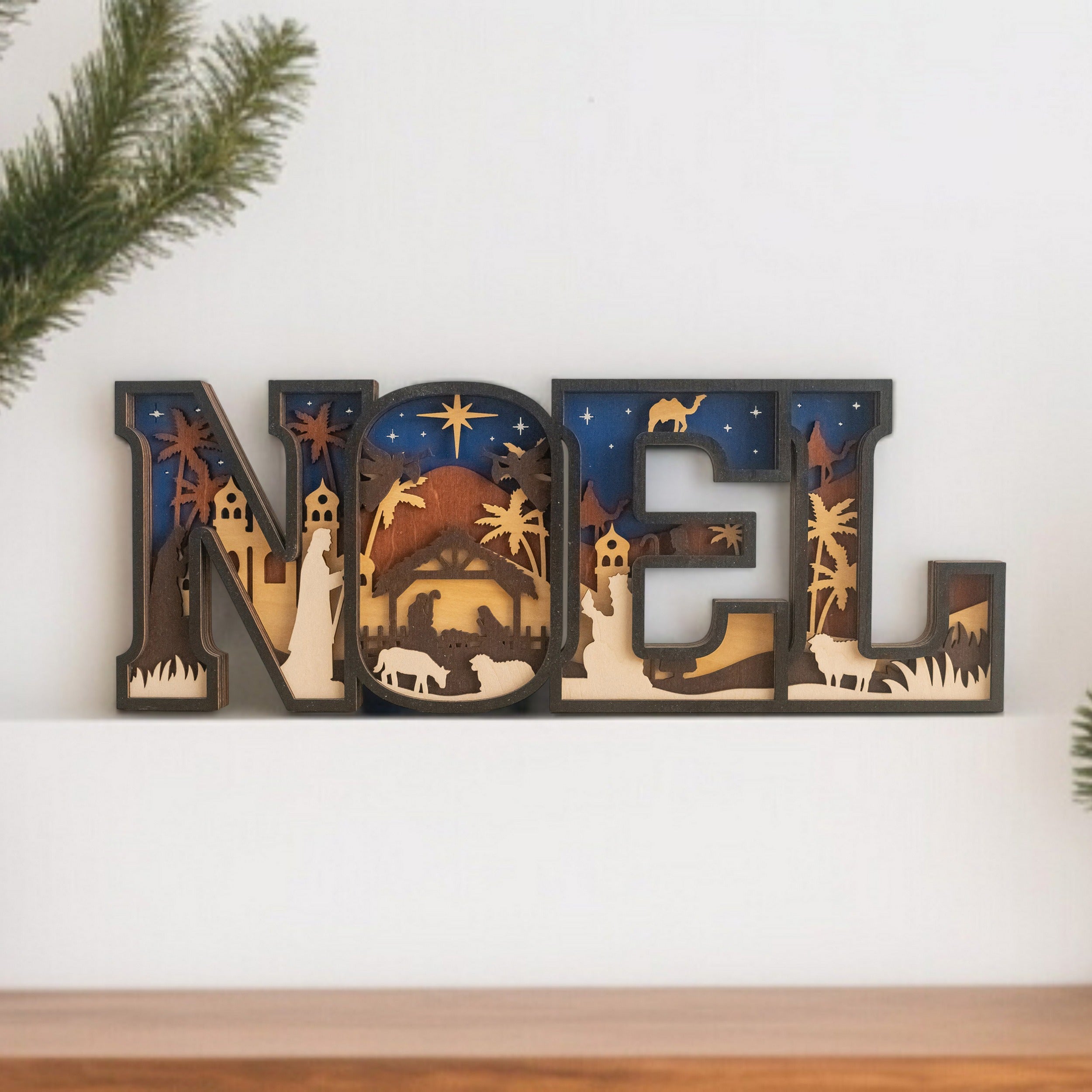 Wooden Noel Christmas Sign Wood for Christmas Decor and Layered Christmas Sign D25
