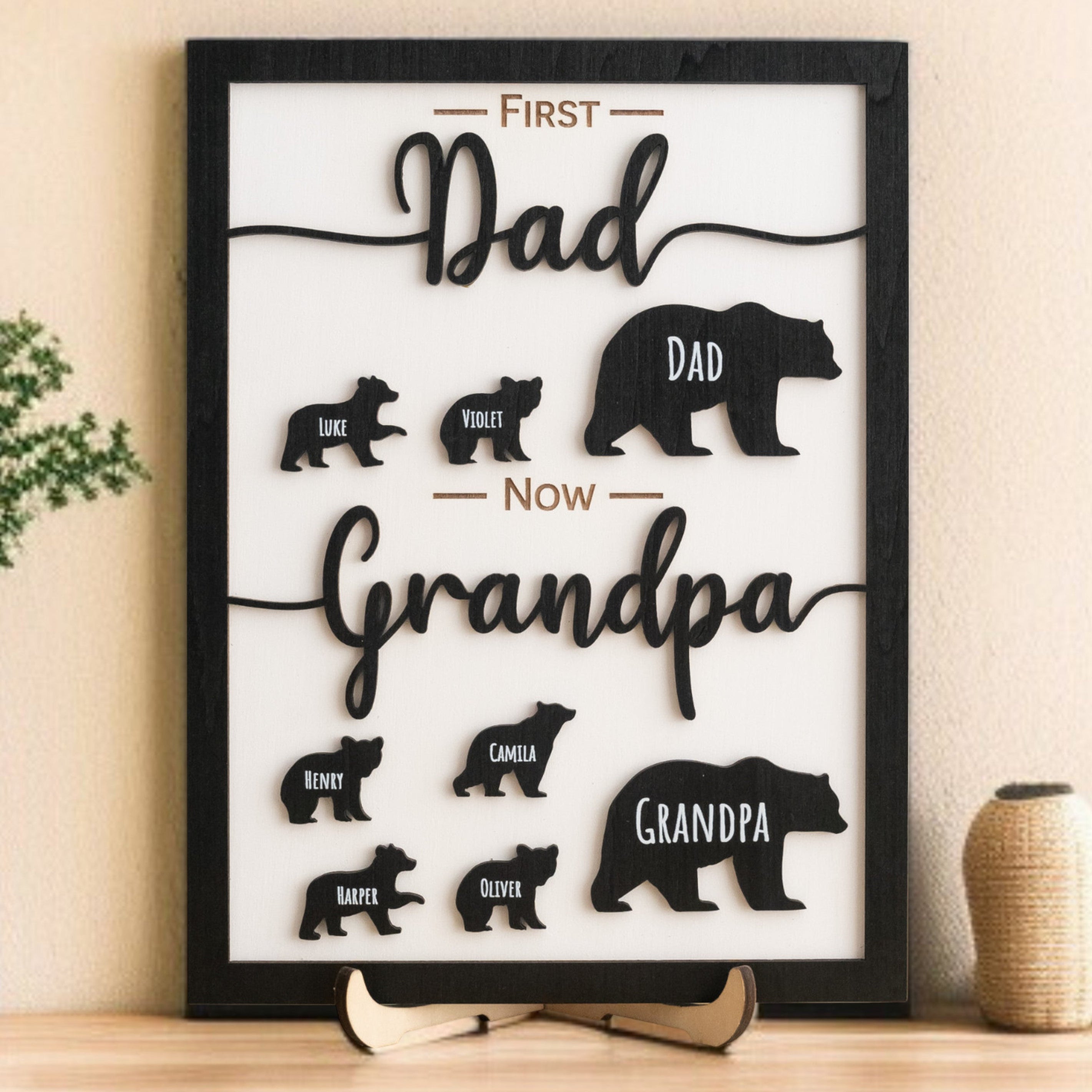 First Dad Now Grandpa Wooden Sign for Grandpa Gift Y81