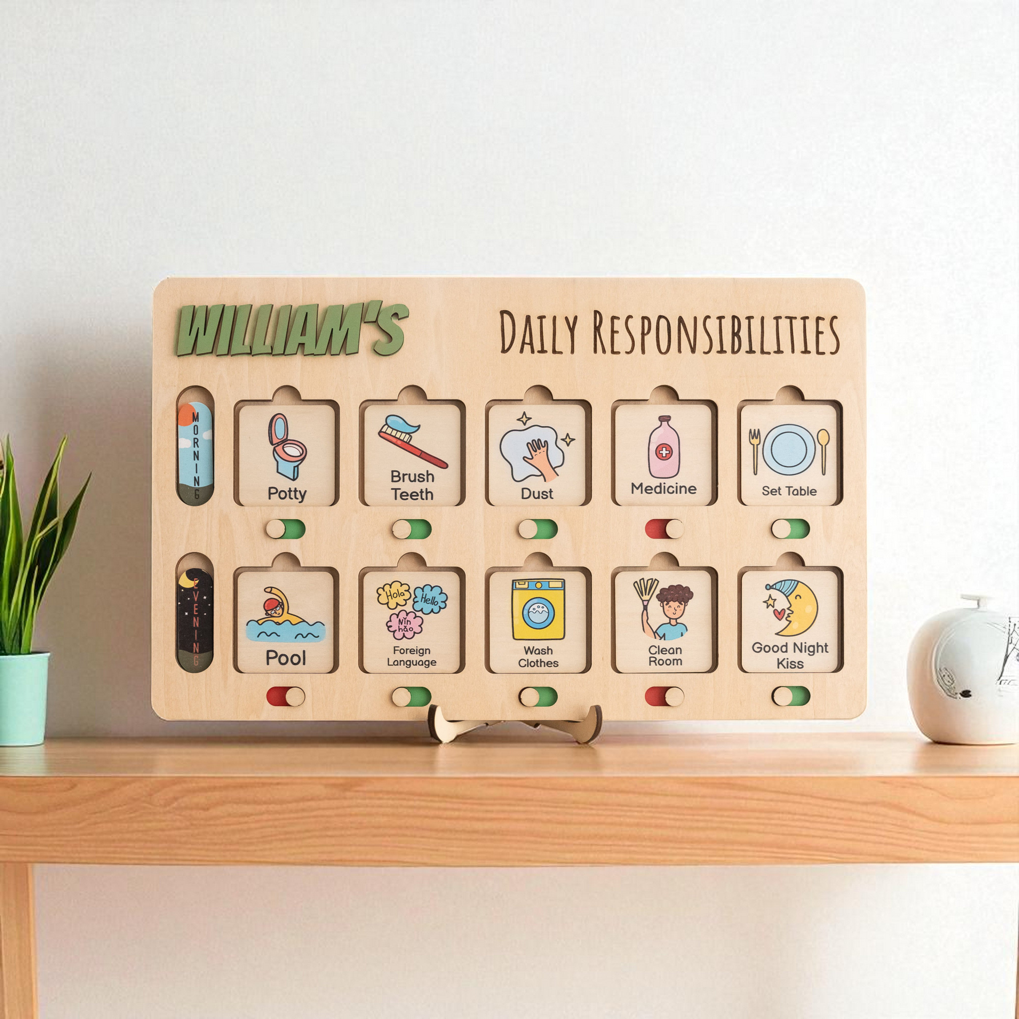Personalized Wooden Chore Chart For Kids Wood Board Y95