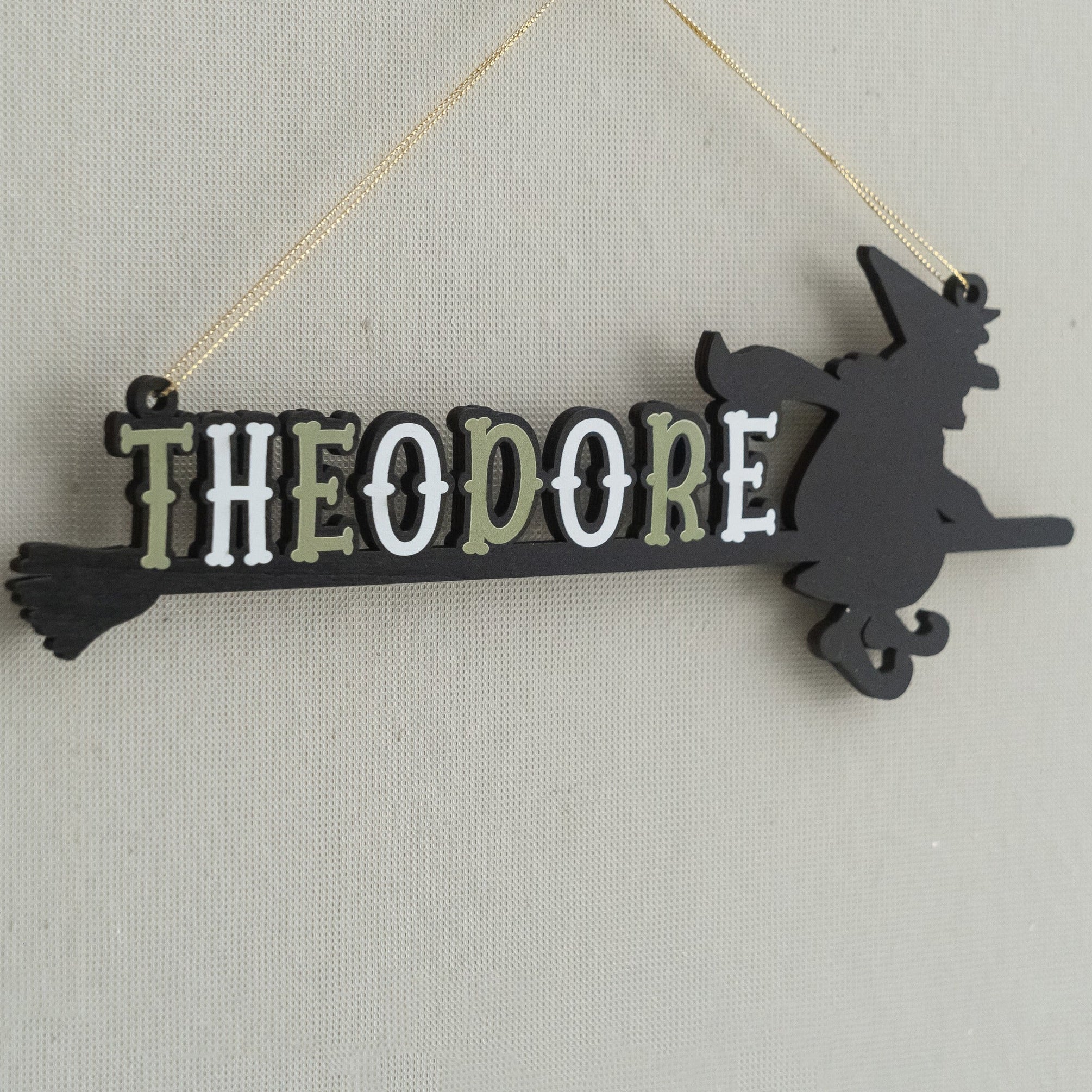 Personalized Witch Halloween Name Sign Wood for Wall Decor Y98
