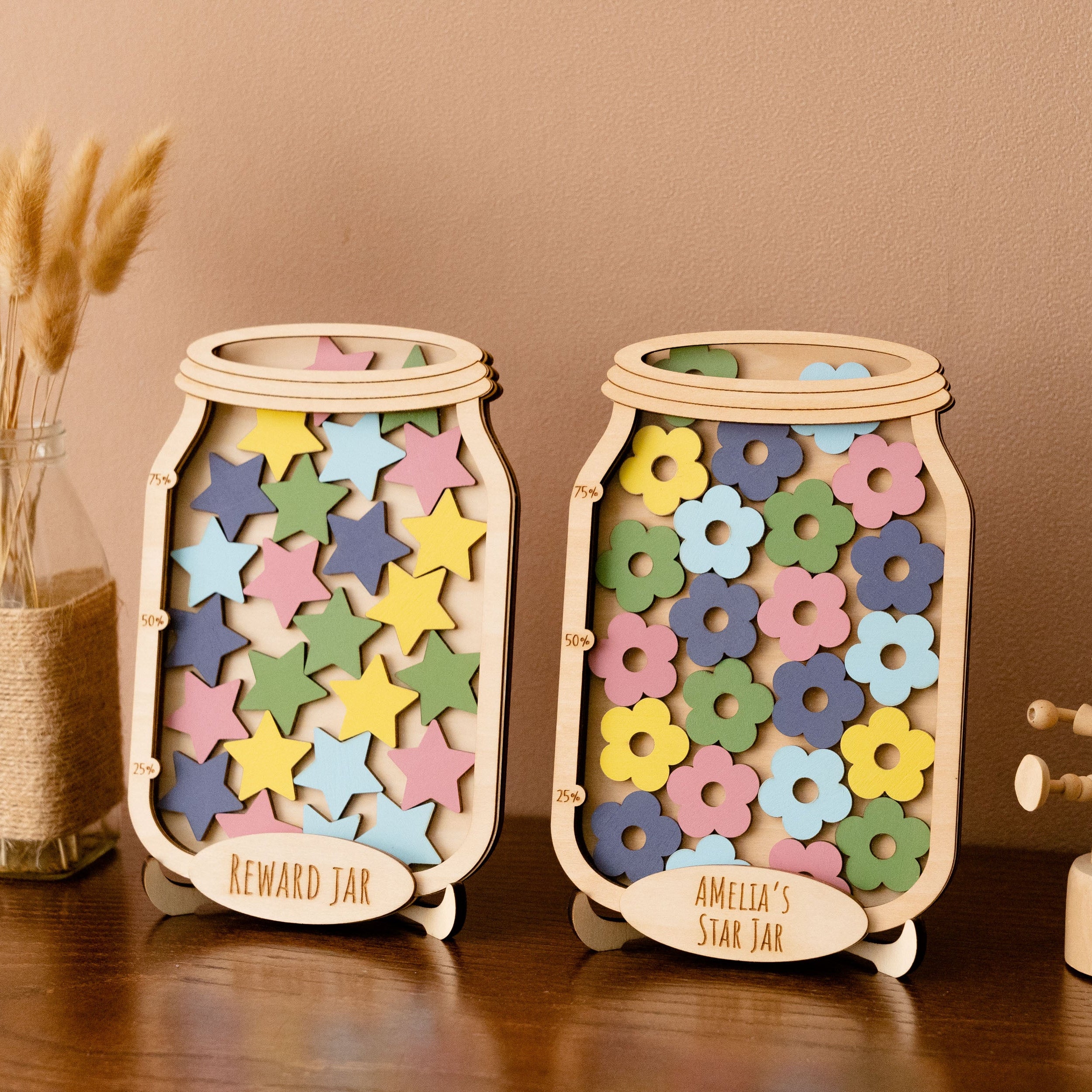Wooden Reward Jar for Kids Interactive Behavior Tool E27