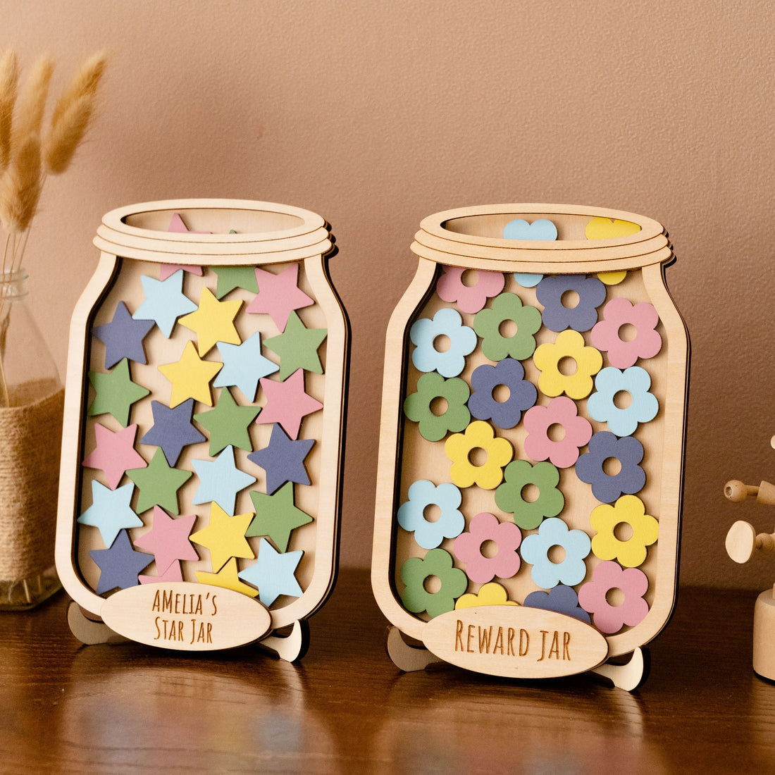 Wooden Reward Jar for Kids Interactive Behavior Reward System E28