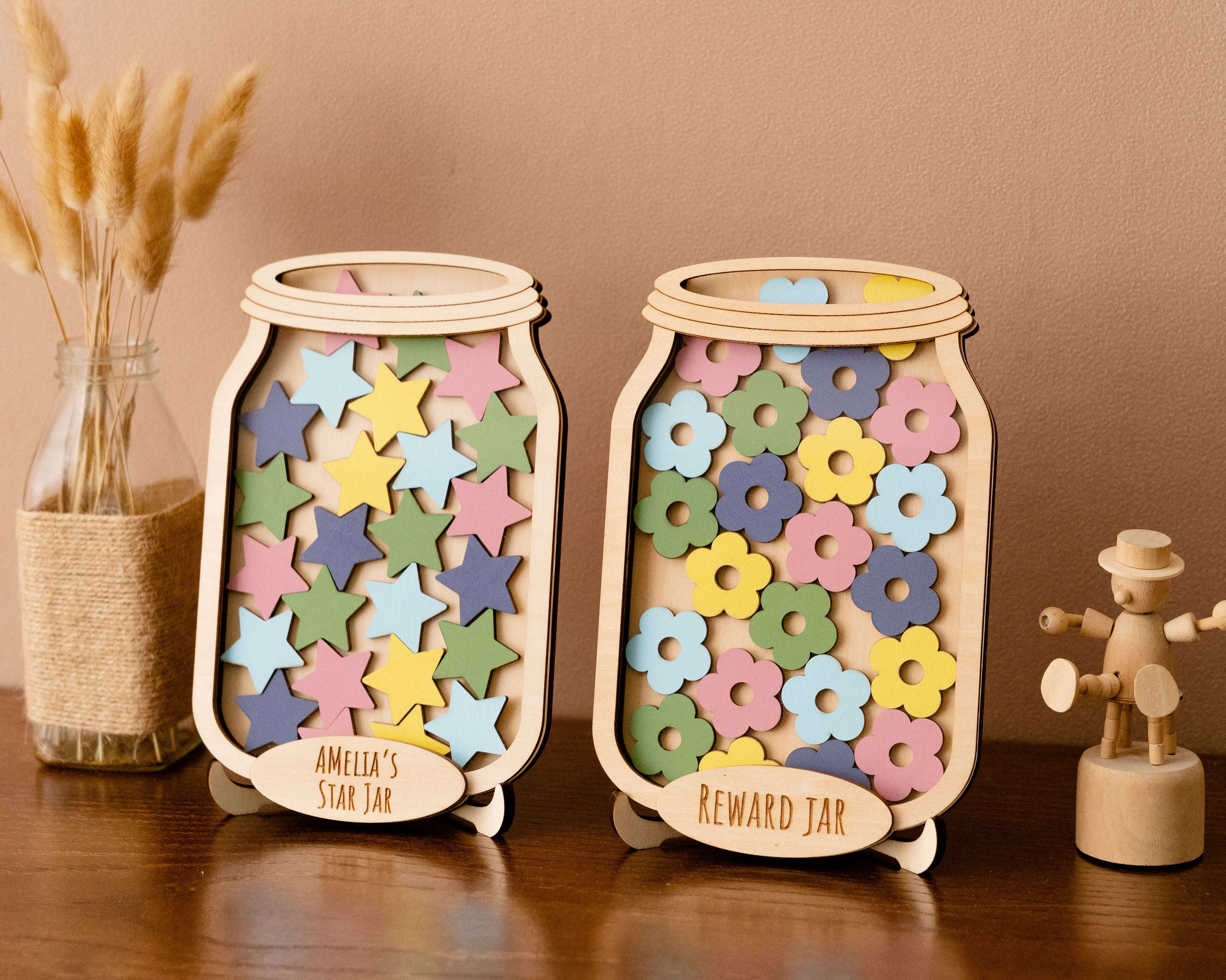 Wooden Reward Jar For Encouraging Positive Behavior In Kids