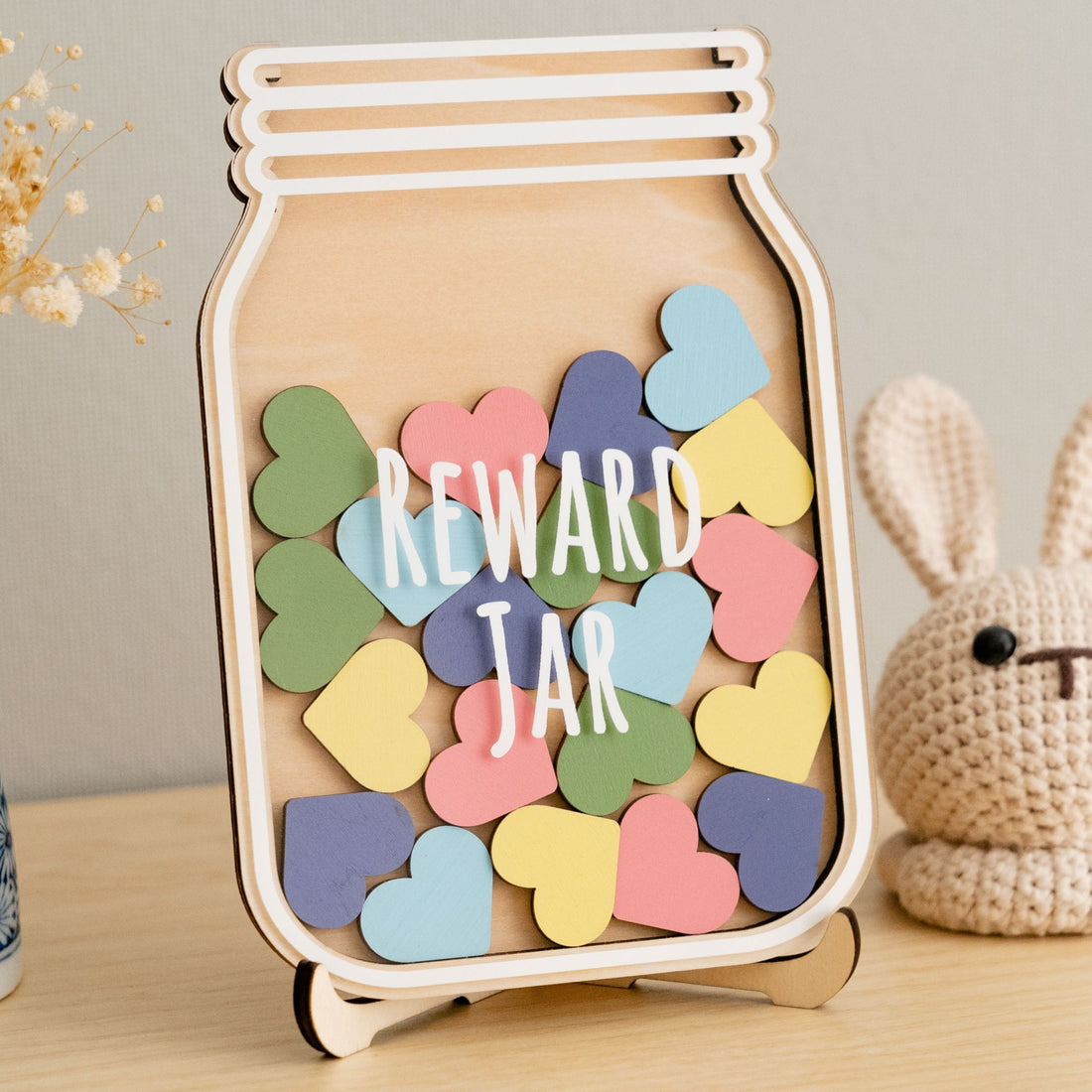 Wooden Reward Jar for Kids Positive Behavior and Interactive System