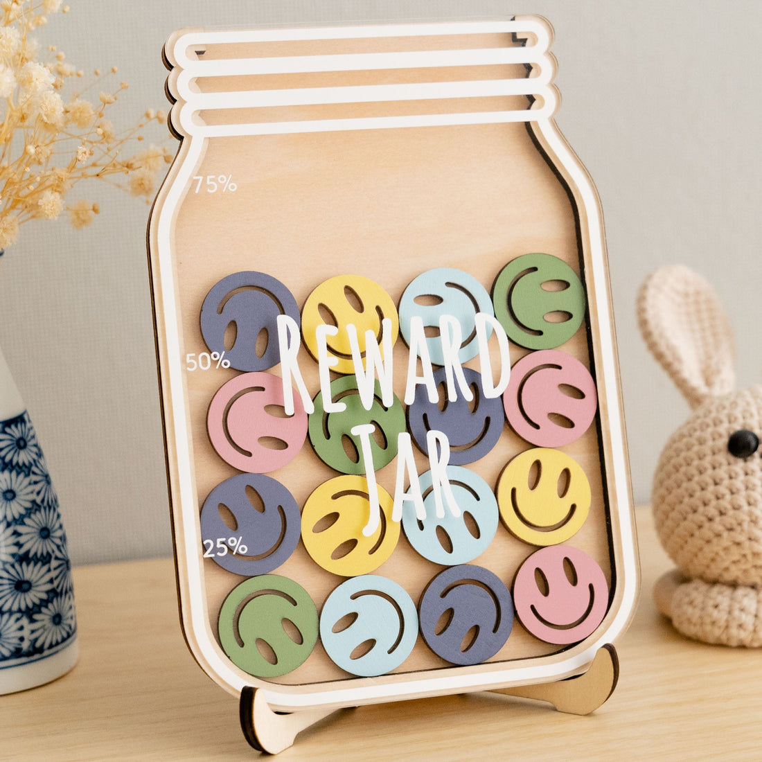 Wooden Reward Jar For Encouraging Positive Behavior In Kids
