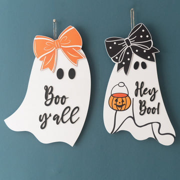 Wooden Ghost Door Hanger Wood Halloween Door Decor D05