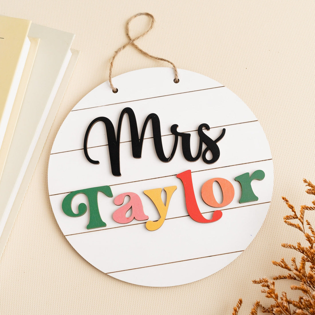 Personalized Wooden Teacher's Name Hanging Sign for Teacher Gifts and Personalized Teacher Appreciation Gifts J92