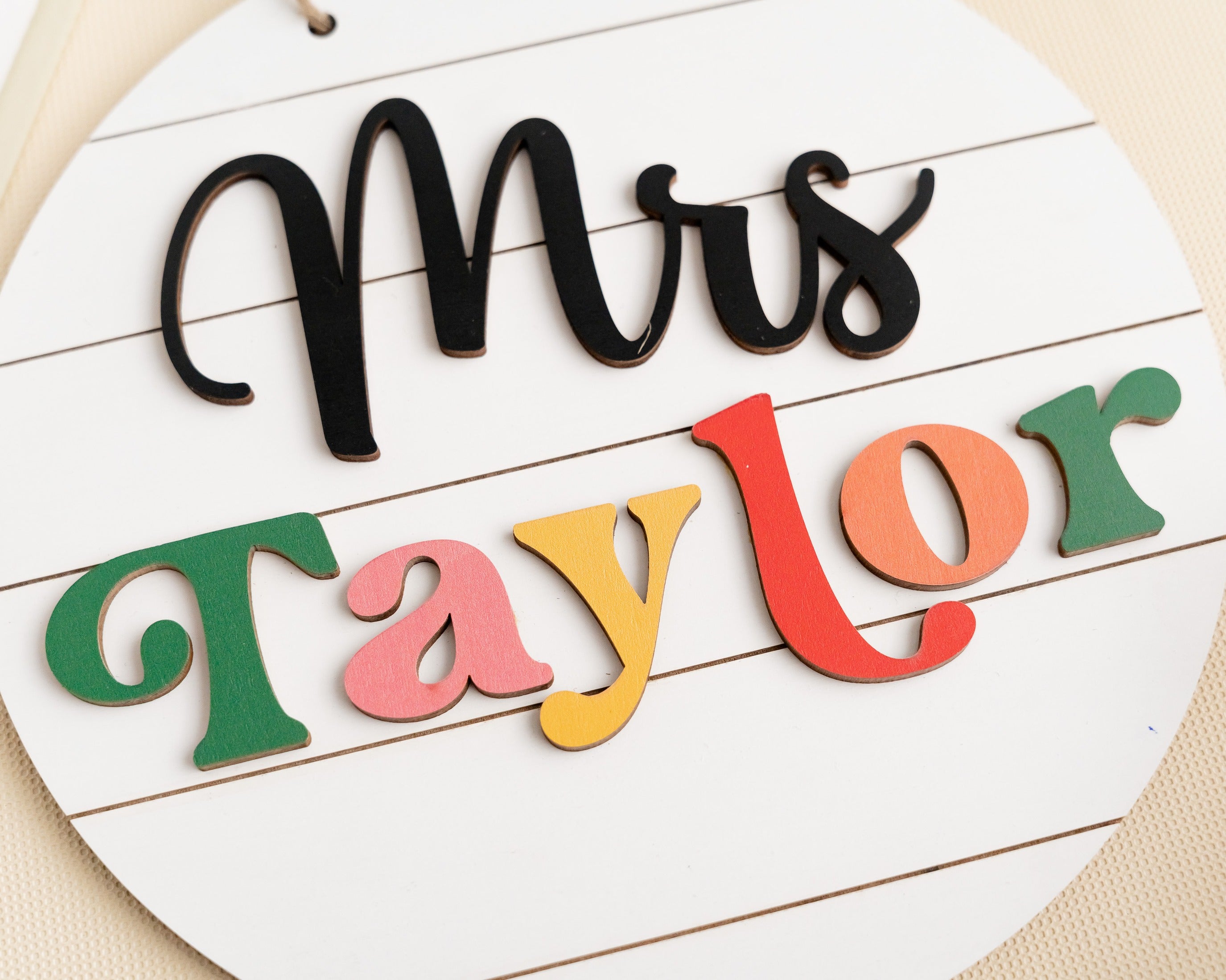 Personalized Wooden Teacher's Name Hanging Sign for Teacher Gifts and Personalized Teacher Appreciation Gifts J92